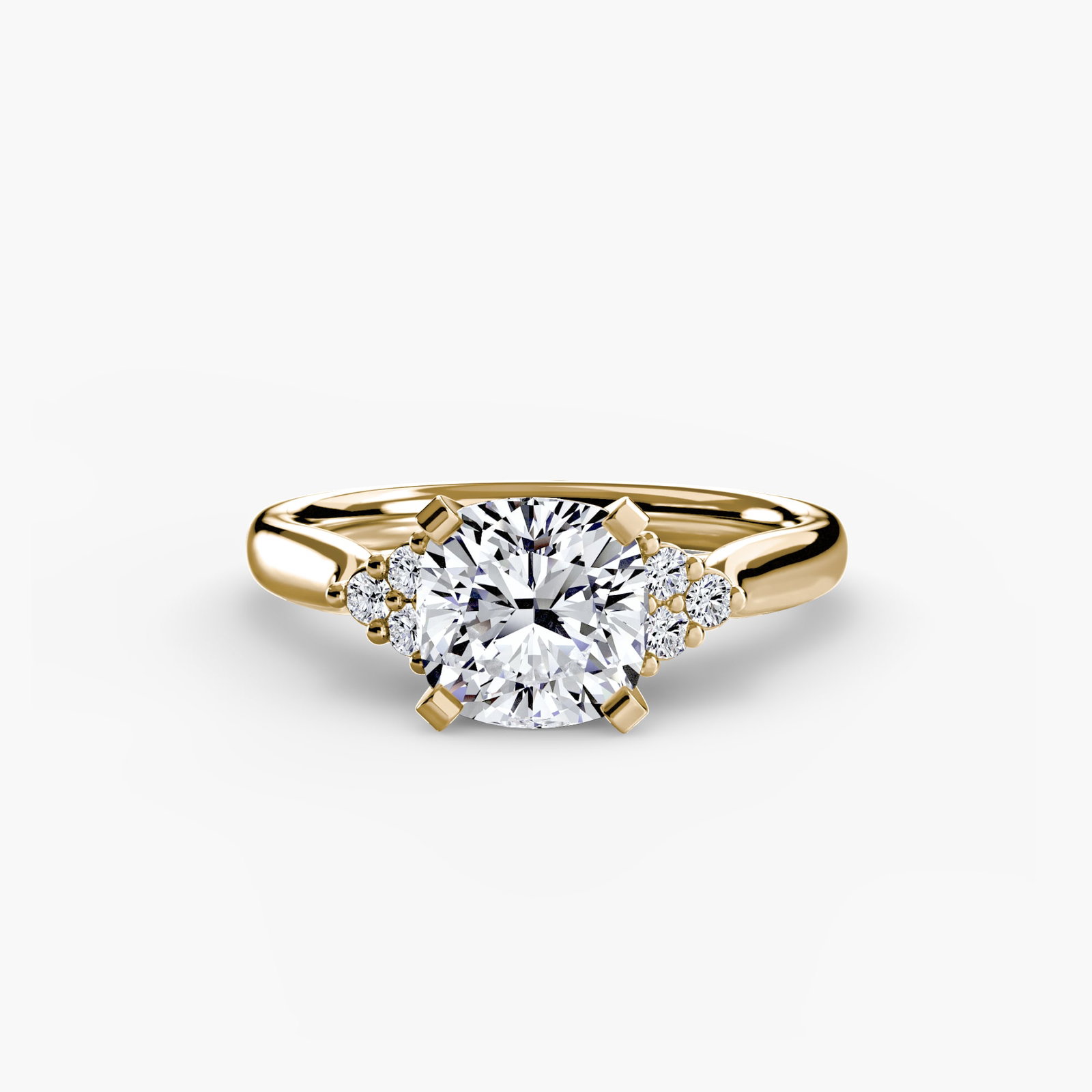 Solitaire Cushion 14Kt Yellow Gold Ring Setting - 2