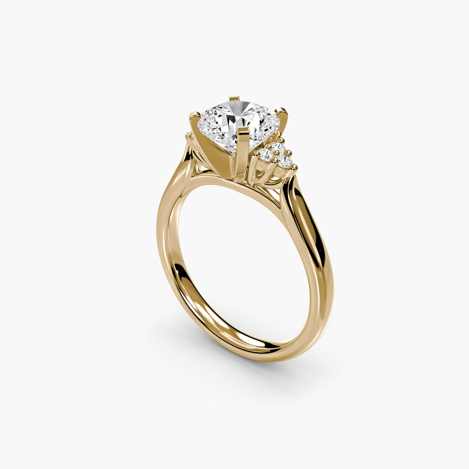 Solitaire Cushion 14Kt Yellow Gold Ring Setting - 5