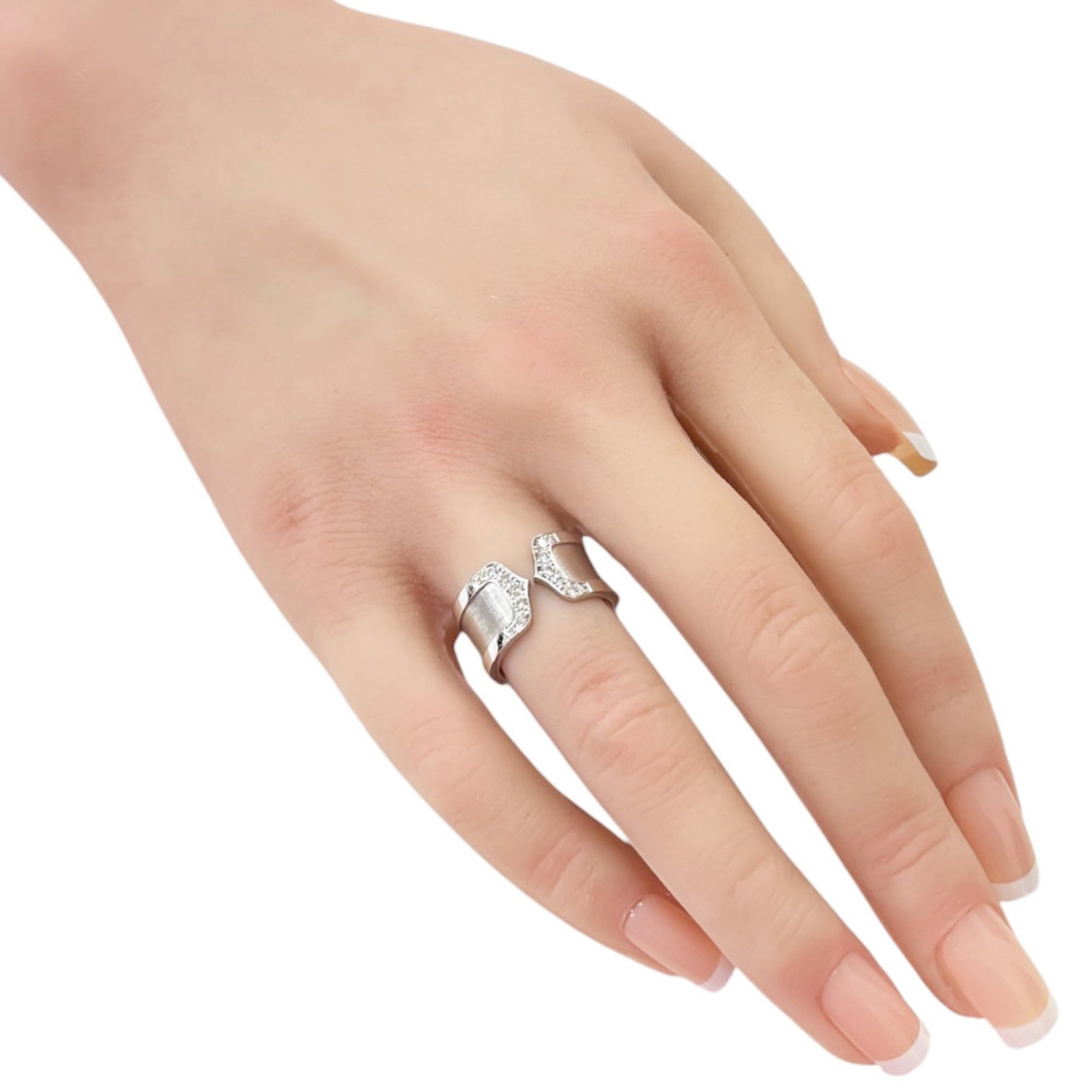 Gold White Ring Cartier Band - 2