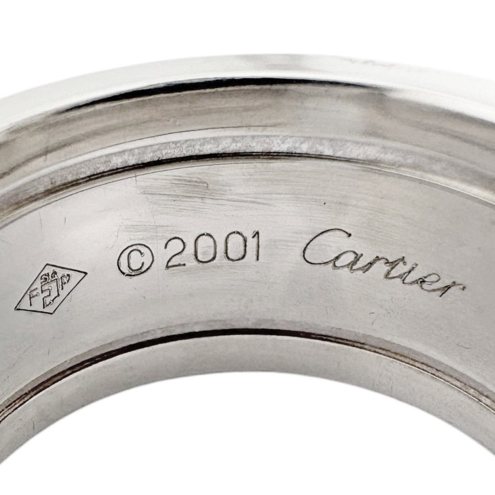 Gold White Ring Cartier Band - 7