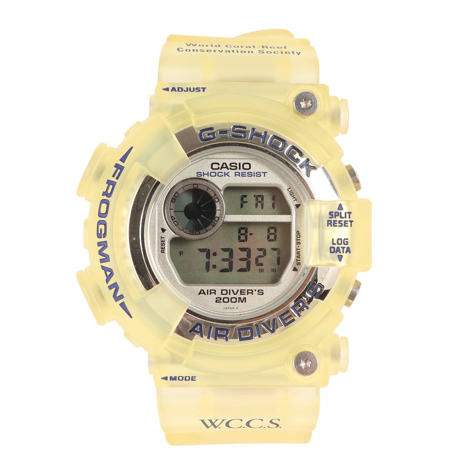 Wristwatch By Casio: Wristwatch By Casio Shock resistant and water resistant, the Casio G-Shock dw-8250wc-7bt wristwatch features clear resin band material. Comes with inner box, manual, and outer box for added