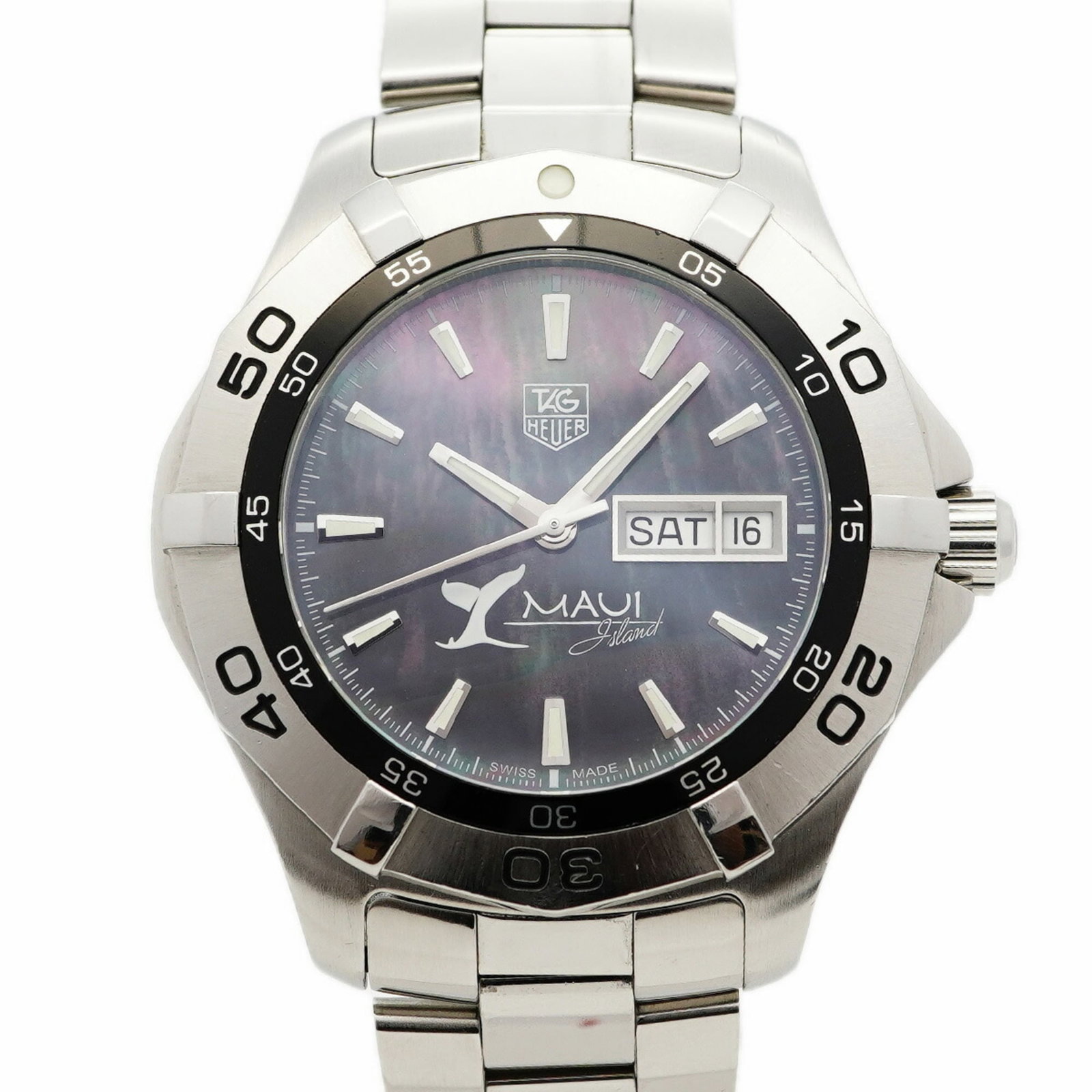 Wristwatch From Tag: Wristwatch From Tag Stainless steel band and black dial make for a sleek, modern look. This self-winding automatic watch features a 41.7mm case diameter and adjustable wrist size to fit various wrist