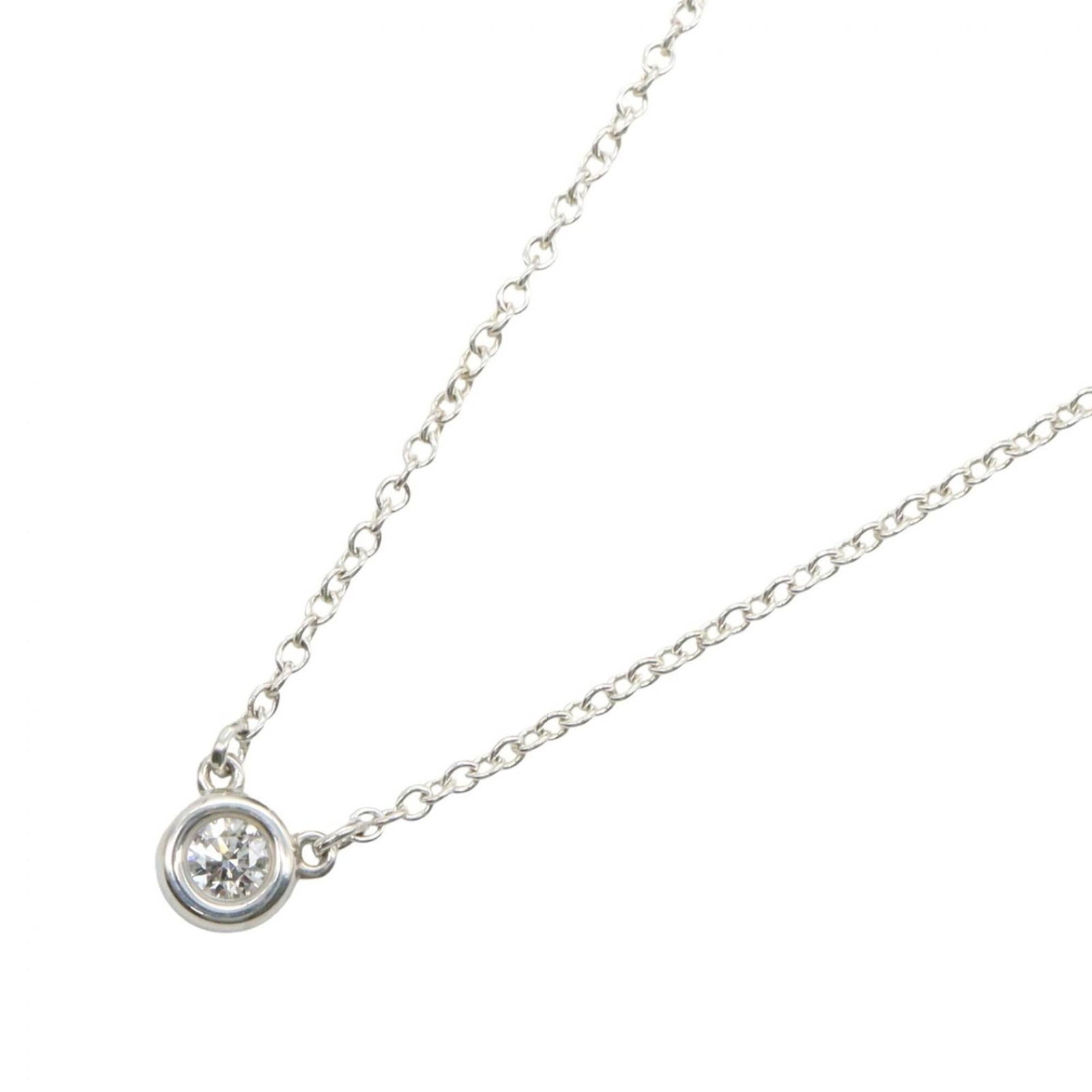 Sterling Silver 925 Necklace Diamond Women's Clear By Tiffany & Co. By The Yard: Sterling Silver 925 Necklace Diamond Women's Clear By Tiffany & Co. By The Yard Sterling Silver 925 Necklace Diamond Women's Clear By Tiffany & Co. features a clear diamond pendant set in sterling