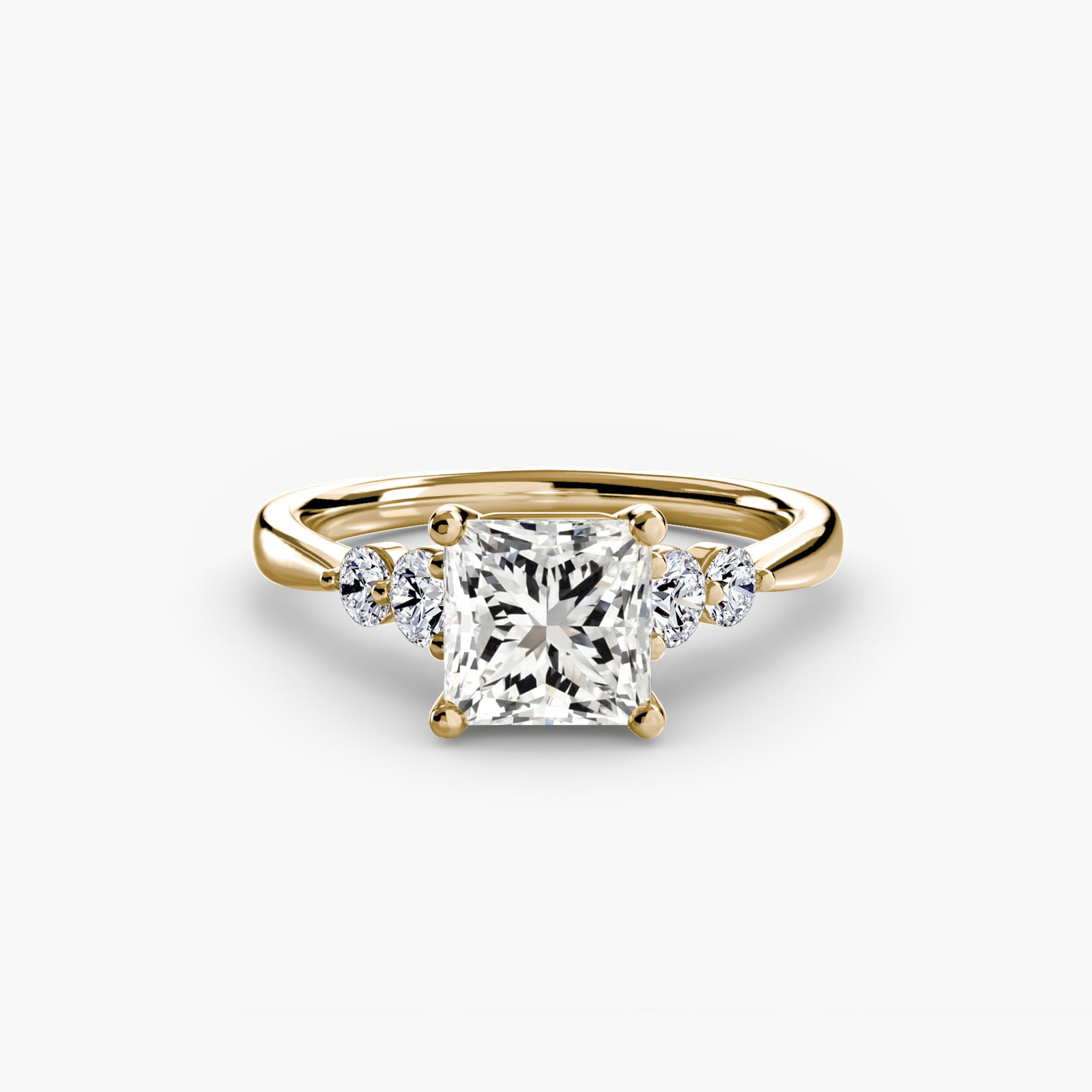 Solitaire Princess 14Kt Yellow Gold Ring Setting - 2