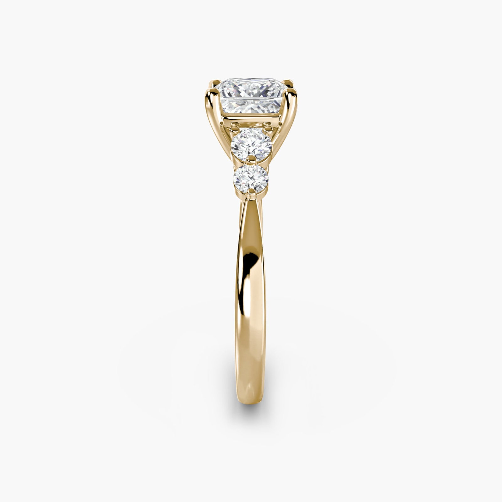 Solitaire Princess 14Kt Yellow Gold Ring Setting - 3