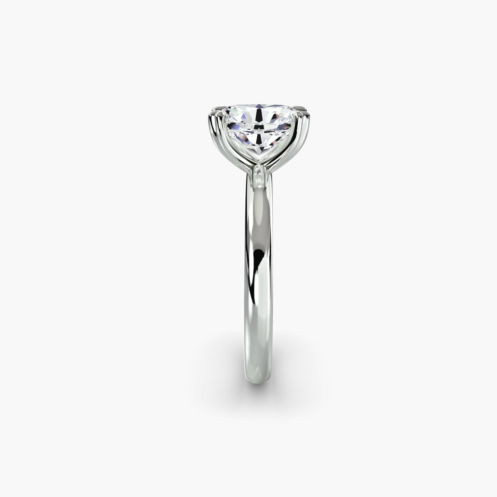 Solitaire Oval 18Kt White Gold Ring Setting - 3