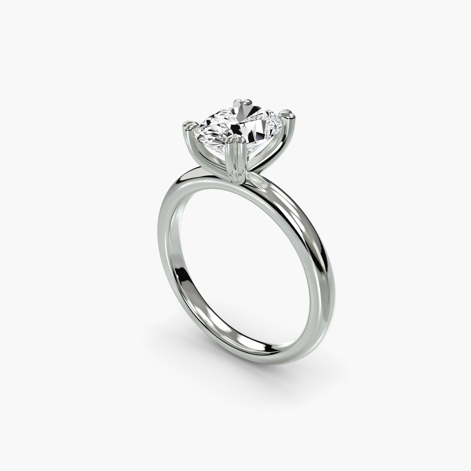 Solitaire Oval 18Kt White Gold Ring Setting - 5
