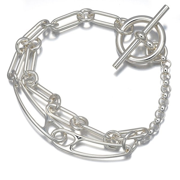 Hermes Chaine Engraved Sterling Silver Punk St 925 Ancre Bracelet: Hermes Chaine Engraved Sterling Silver Punk St 925 Ancre Bracelet Sterling Silver Chaine d'Ancre Punk St 925 Ancre Bracelet with Engraved Details, showcasing the intricate design and craftsmanship of