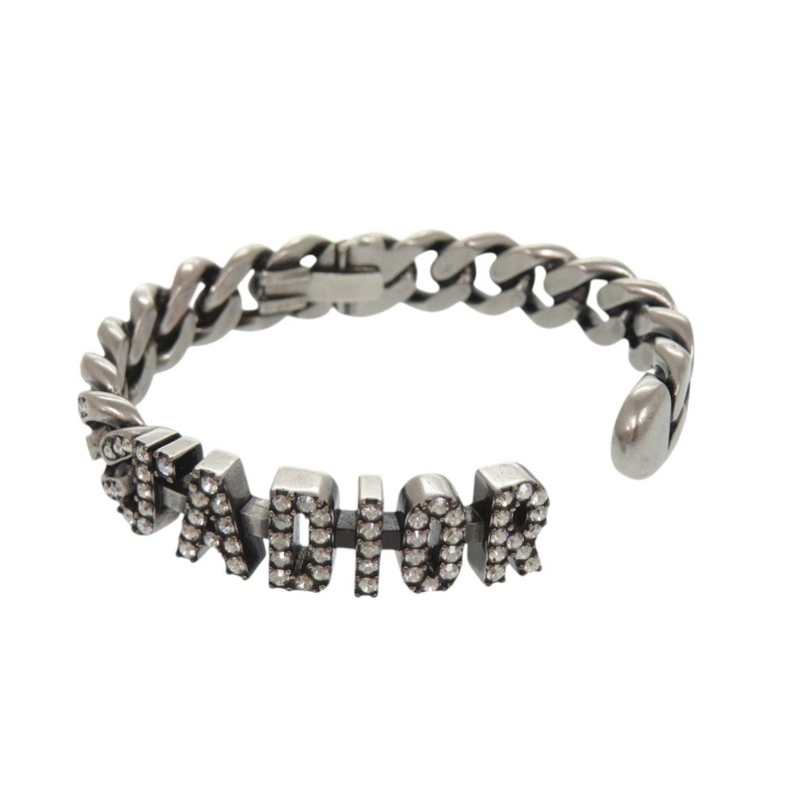 Metal bracelet Charm Christian Dior: Metal bracelet Charm Christian Dior Silver metal charm bracelet from Christian Dior, featuring rhinestone accents and a sleek design. The delicate chain measures 16cm in length and 1.1cm in width,