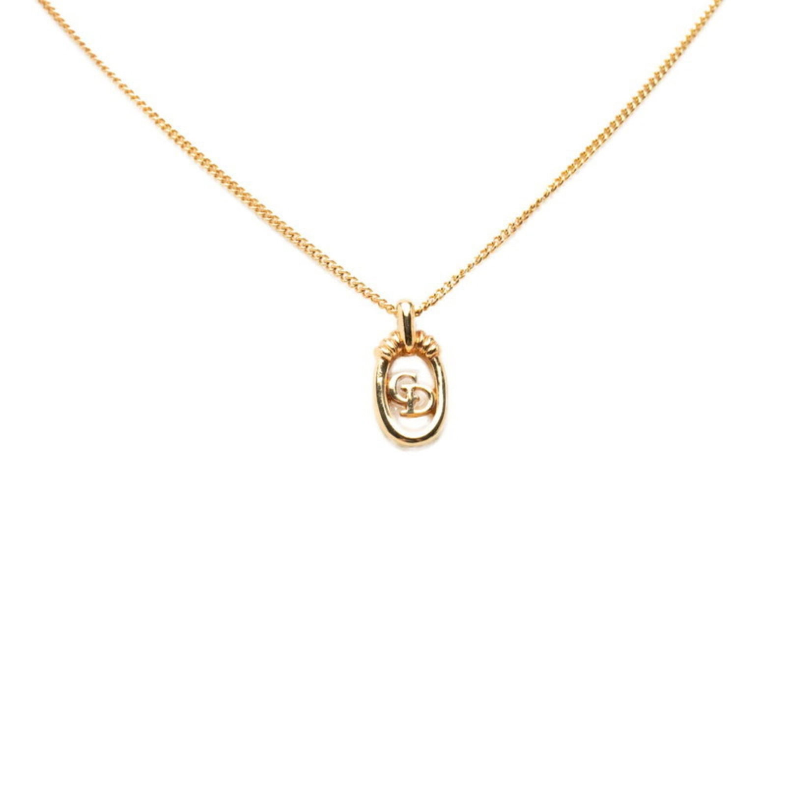 Christian Dior Women's Gold Plated Cd Necklace Chain Pendant: Christian Dior Women's Gold Plated Cd Necklace Chain Pendant Gold Plated Cd Necklace Chain Pendant from Christian Dior features a 19.5mm x 10mm pendant with a gold plated chain, suitable for a neck ci