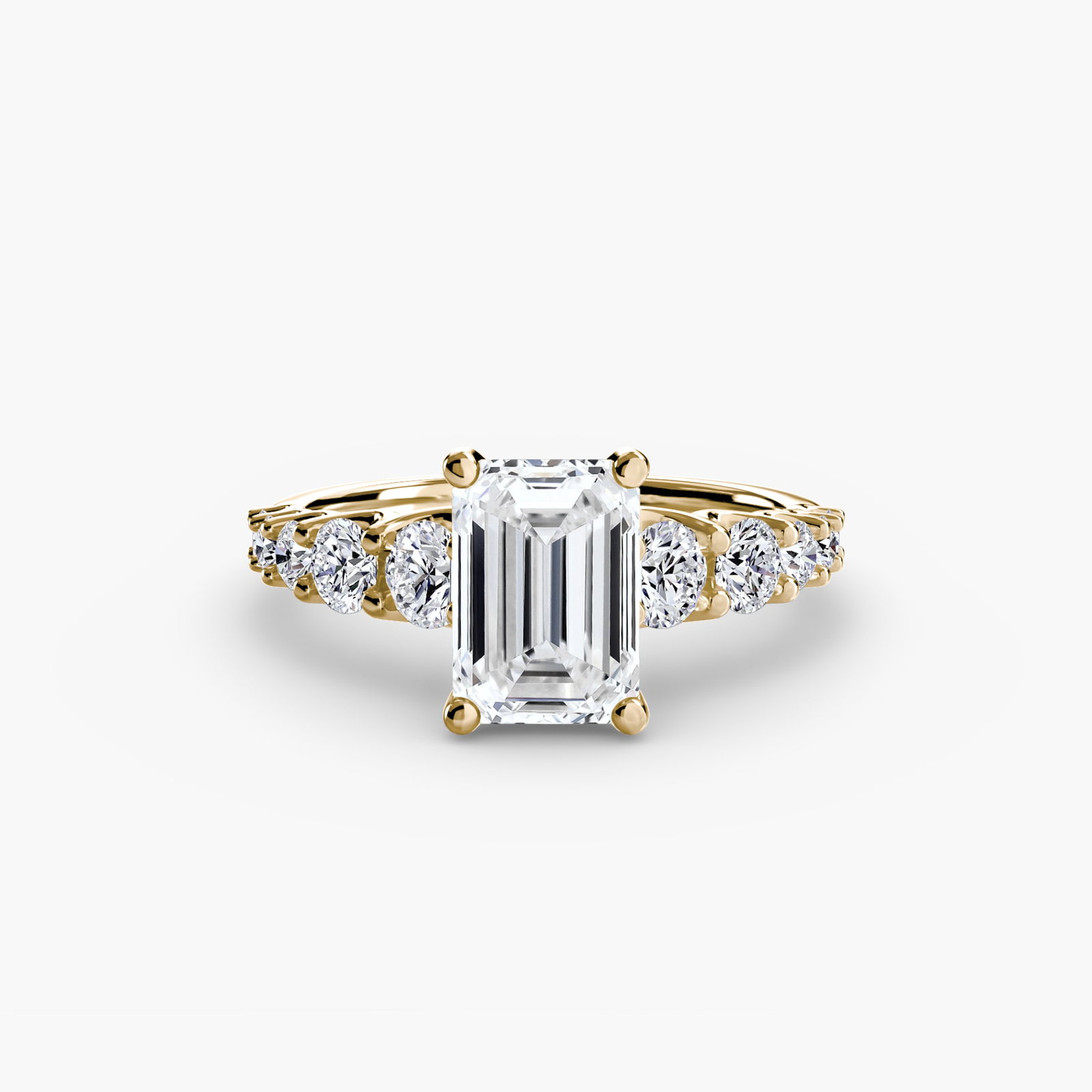 Side Stone Emerald 18Kt Yellow Gold Ring Setting - 2