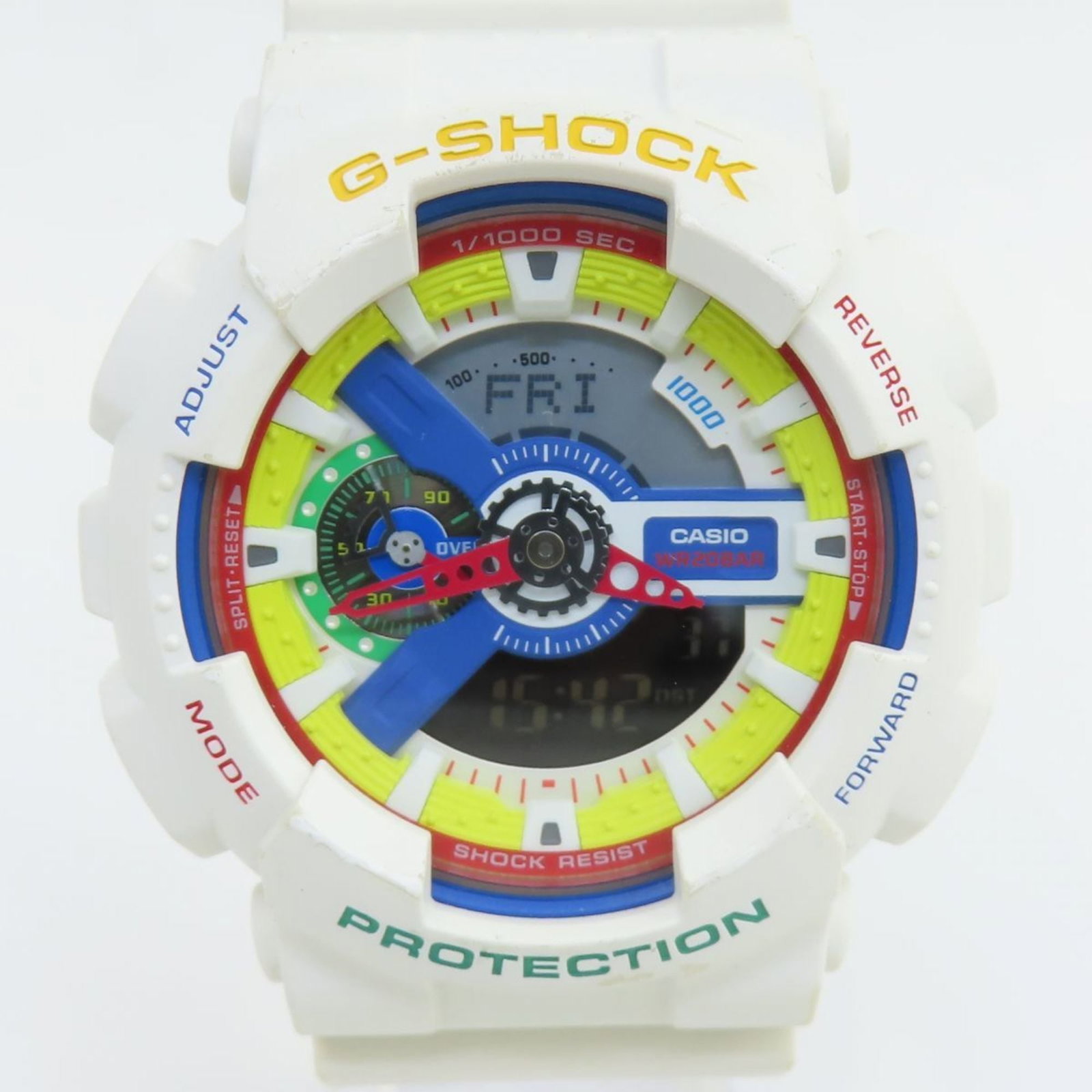Wristwatch By Casio: Wristwatch By Casio Black, blue, and yellow dial options available. This Casio wristwatch features an analog display and quartz movement for reliable timekeeping. Comes with a manual and outer box
