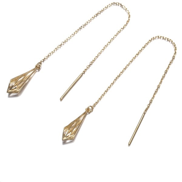 Drop earrings 18K yellow gold openwork: Drop earrings 18K yellow gold openwork 18K yellow gold drop earrings boast an intricate openwork design, showcasing the beauty of the metal itself. With a total length of 80.2mm and a design size of