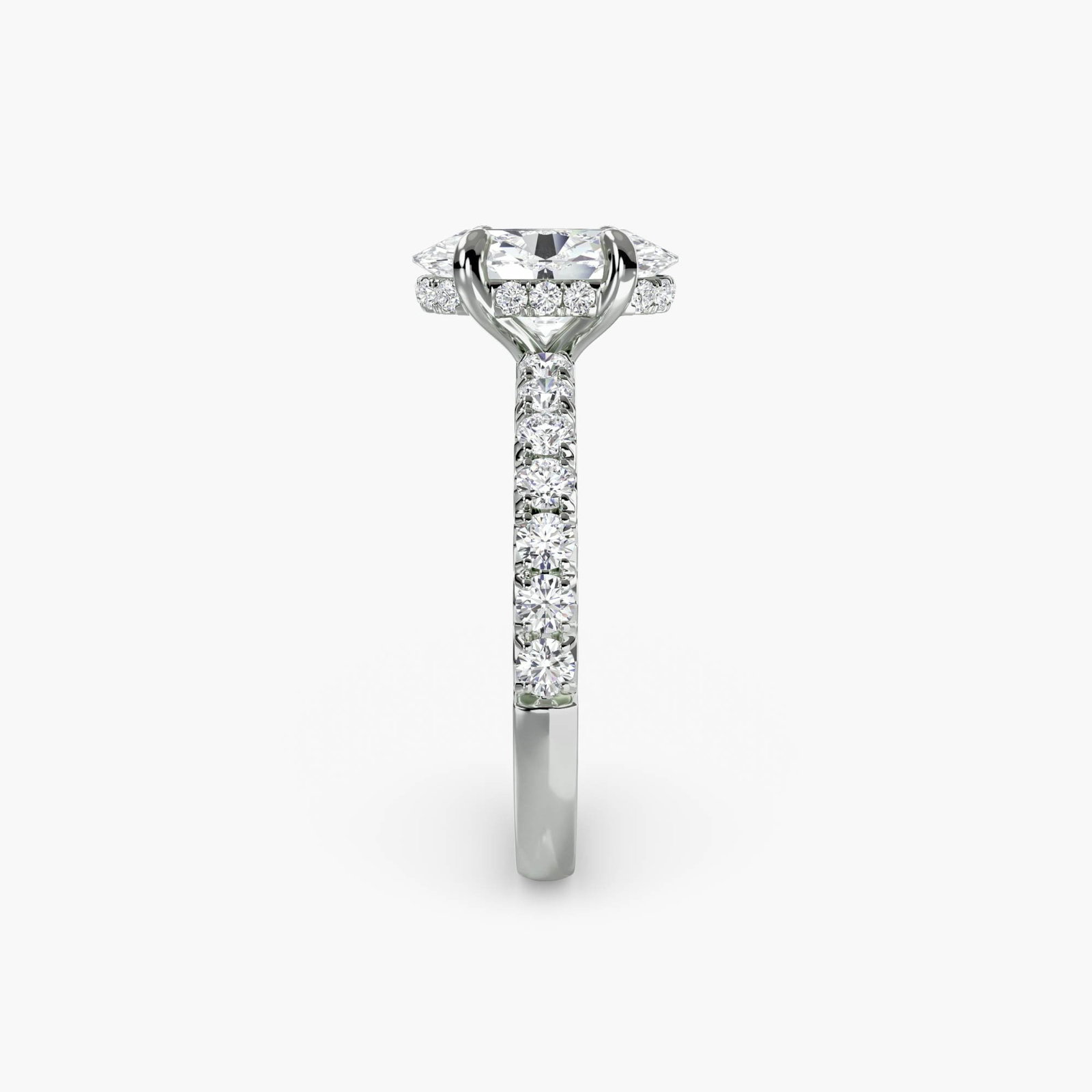 Hidden Halo Oval 950 Platinum Ring Setting - 3