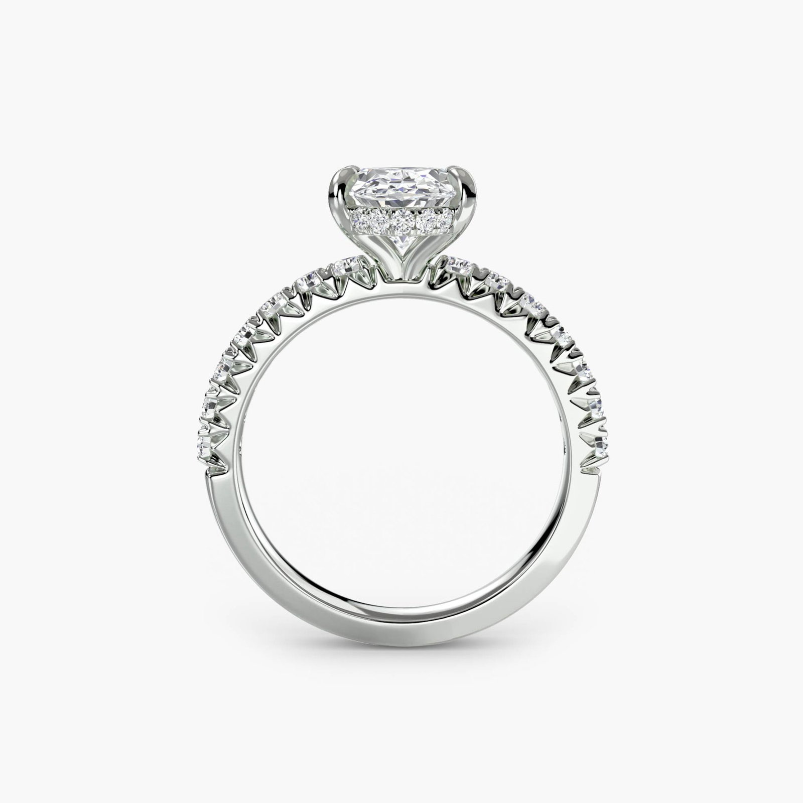 Hidden Halo Oval 950 Platinum Ring Setting - 4