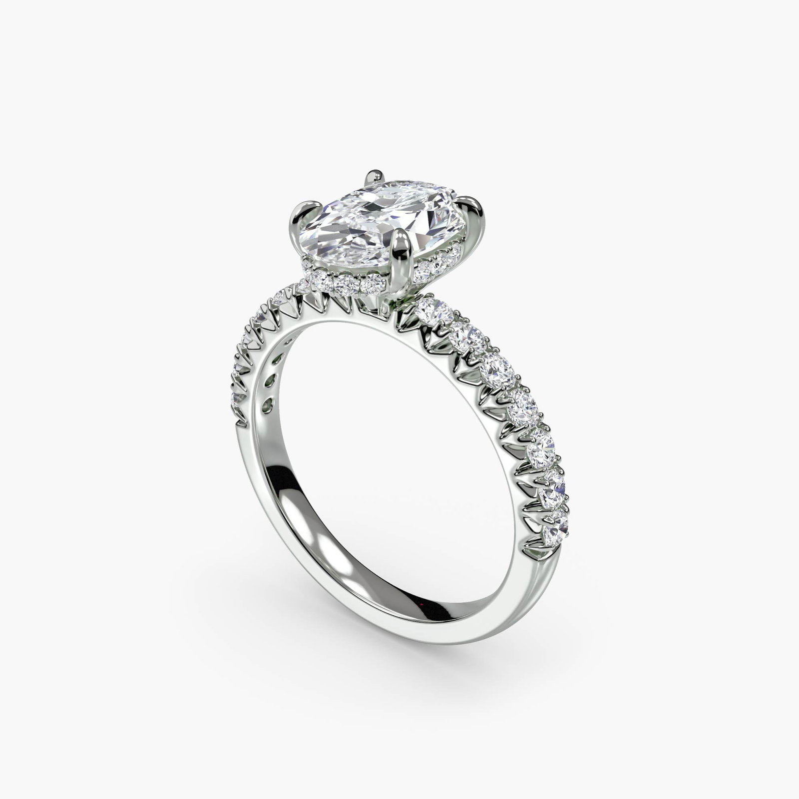 Hidden Halo Oval 950 Platinum Ring Setting - 5