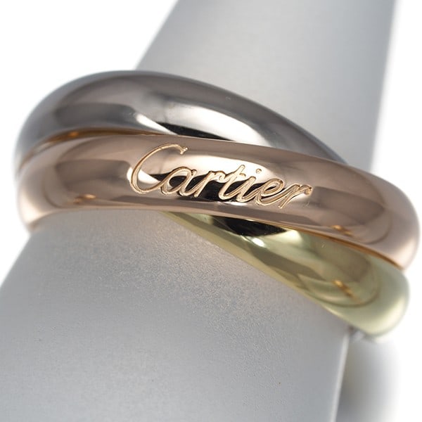 Cartier Ring Trinity 3Color Classic Eu49 18K 750 Yellow White Rose Gold: Cartier Ring Trinity 3Color Classic Eu49 18K 750 Yellow White Rose Gold Cartier's Trinity collection showcases the beauty of multi-tone gold, combining yellow, white, and rose gold in perfect