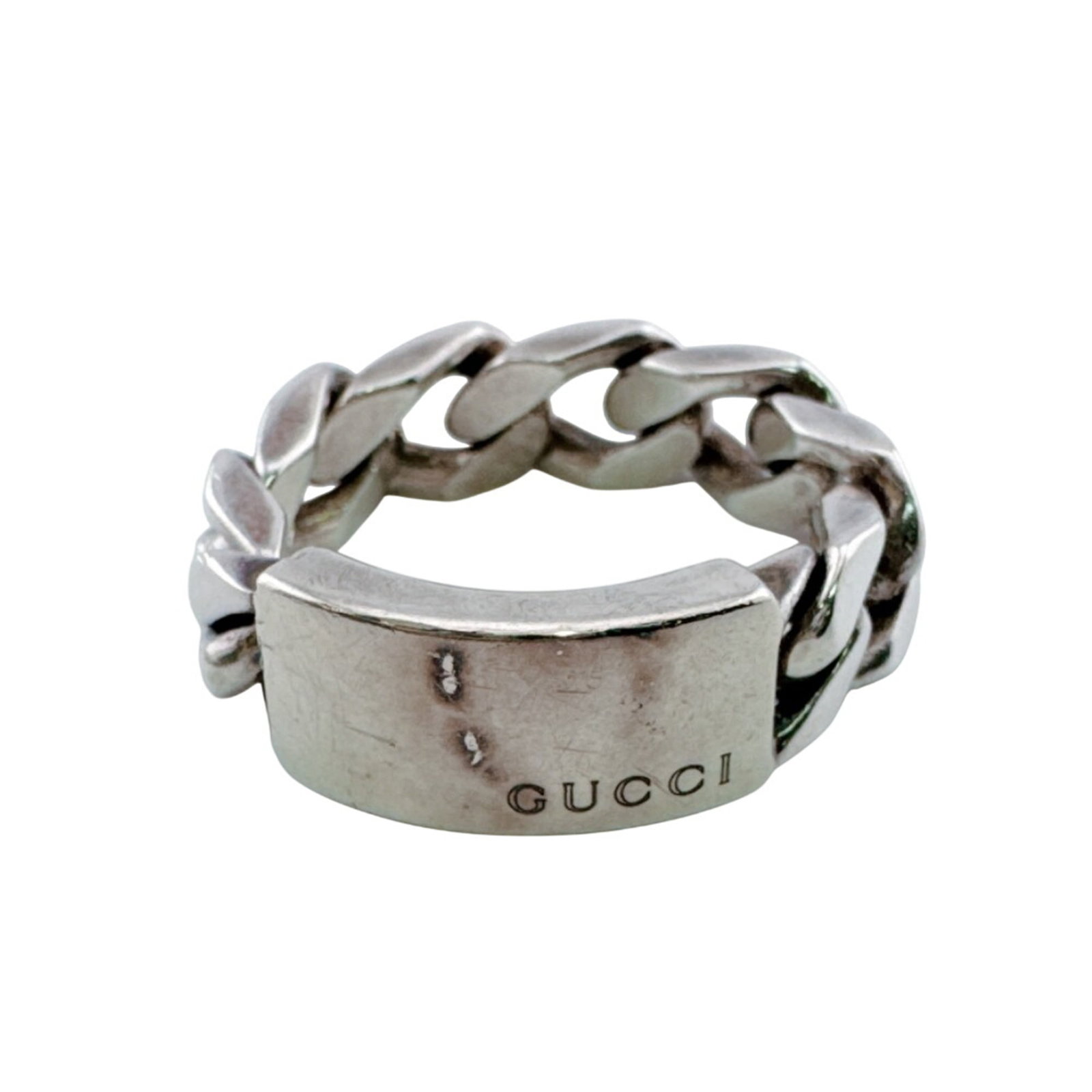 Gucci Band Ring Silver 925: Gucci Band Ring Silver 925 Silver 925 Gucci Band Ring for Men, US Size 7.5 and JP Size 15. This silver band ring from Gucci features a sleek design that complements any style. Made with high-quality s