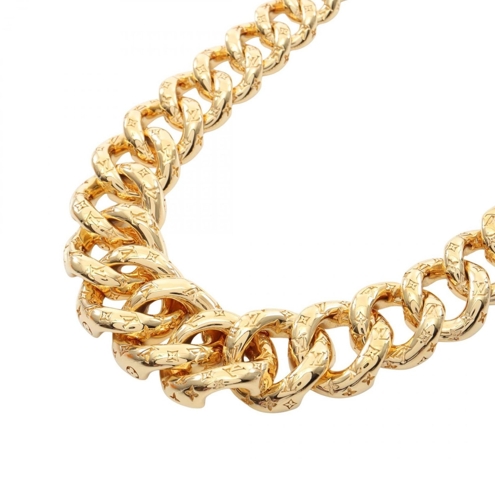 Louis Vuitton Collier 2D Circle Chain Monogram Necklace Gold Plated (Gp) Men'S Tone M00398: Louis Vuitton Collier 2D Circle Chain Monogram Necklace Gold Plated (Gp) Men'S Tone M00398 Gold plating and the iconic Louis Vuitton monogram design make this circle chain necklace stand out. The