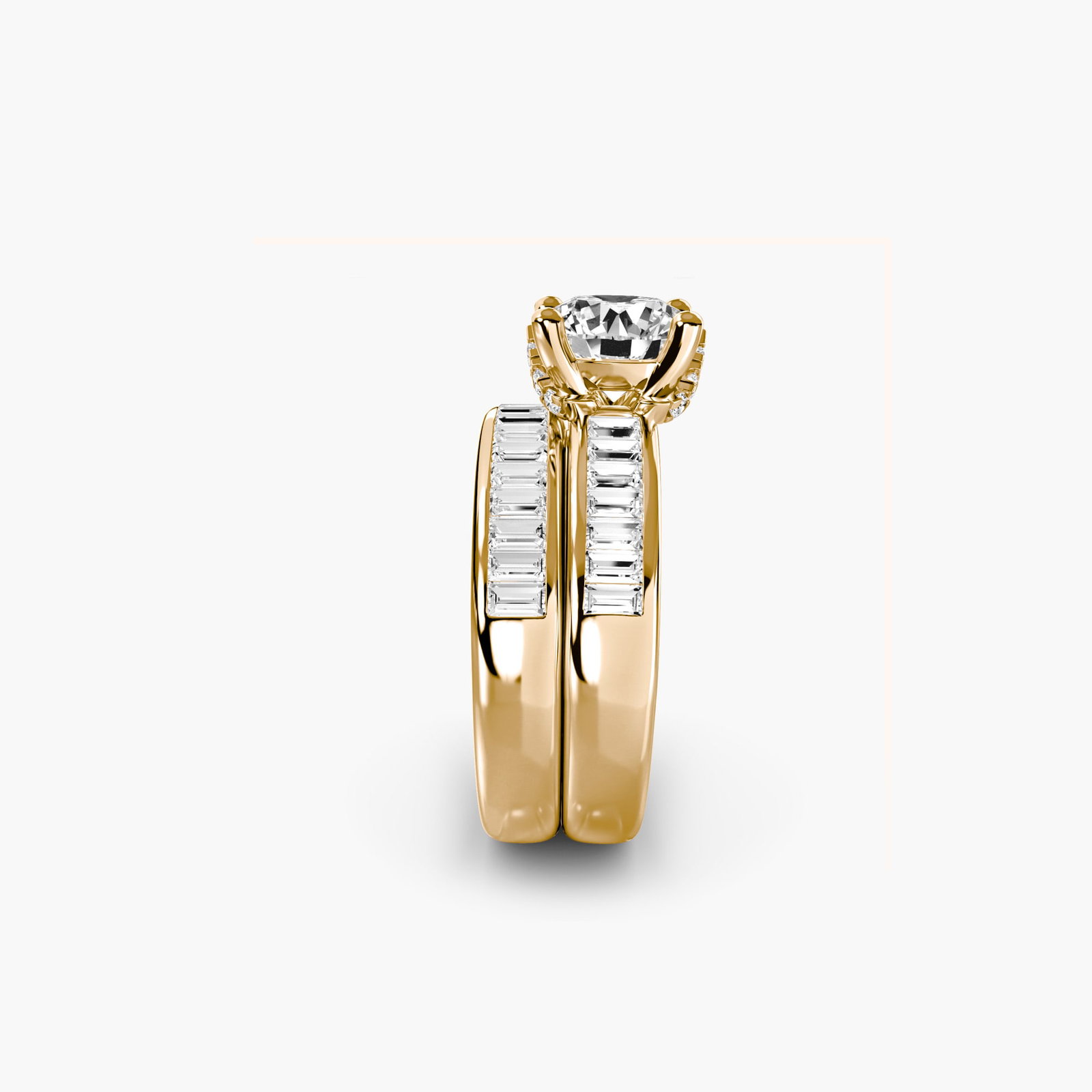 Side Stone Round 18Kt Yellow Gold Ring Setting - 3