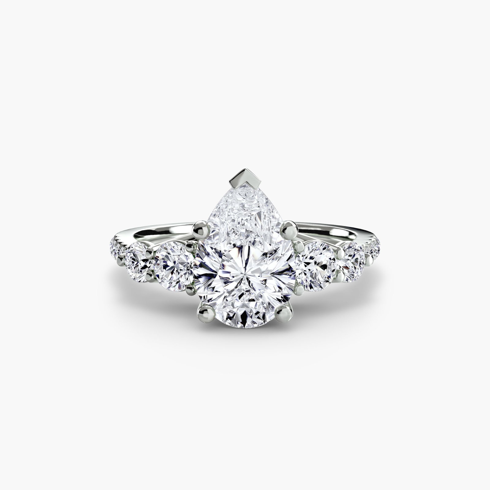Pave Pear 14Kt White Gold Ring Setting - 2