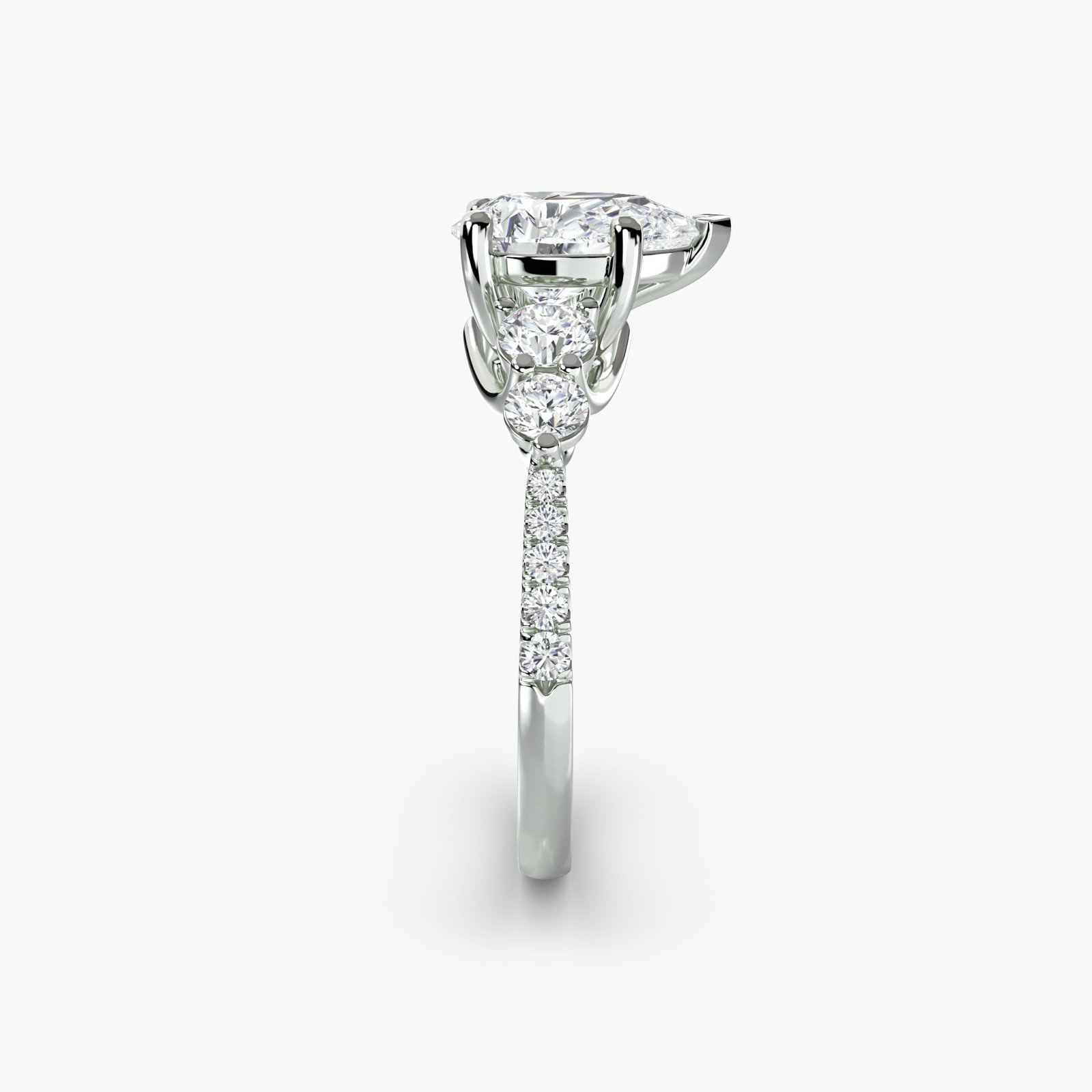 Pave Pear 14Kt White Gold Ring Setting - 3