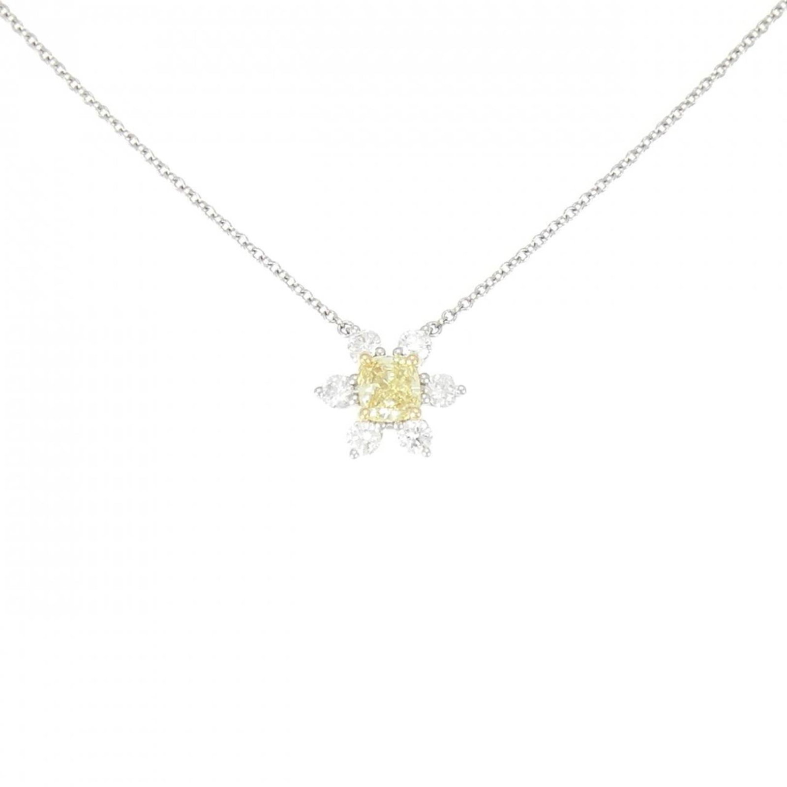 Tiffany Buttercup Necklace 0.46Ct Fiy Si1: Tiffany Buttercup Necklace 0.46Ct Fiy Si1 Tiffany's Buttercup Necklace boasts a stunning 0.46 carat Fiy Si1 diamond, expertly set in platinum and yellow gold (18K) for a touch of timeless elegance. Th