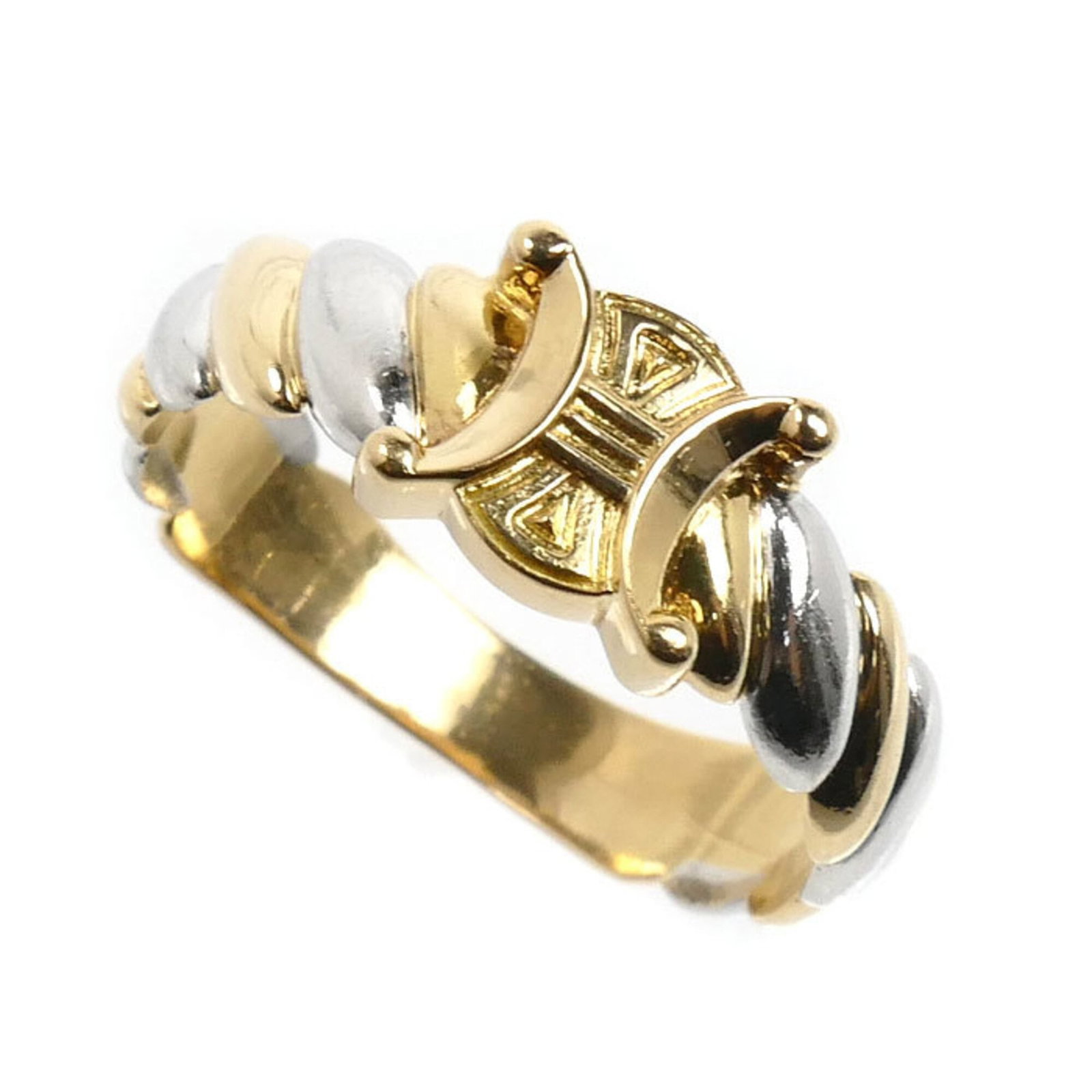 Celine Band Ring Platinum 900 Yellow Gold (18K): Celine Band Ring Platinum 900 Yellow Gold (18K) Platinum 900 and 18K yellow gold come together in this elegant band ring from Celine, crafted in France. The 53 US size, 6.5 fit makes it a versatile