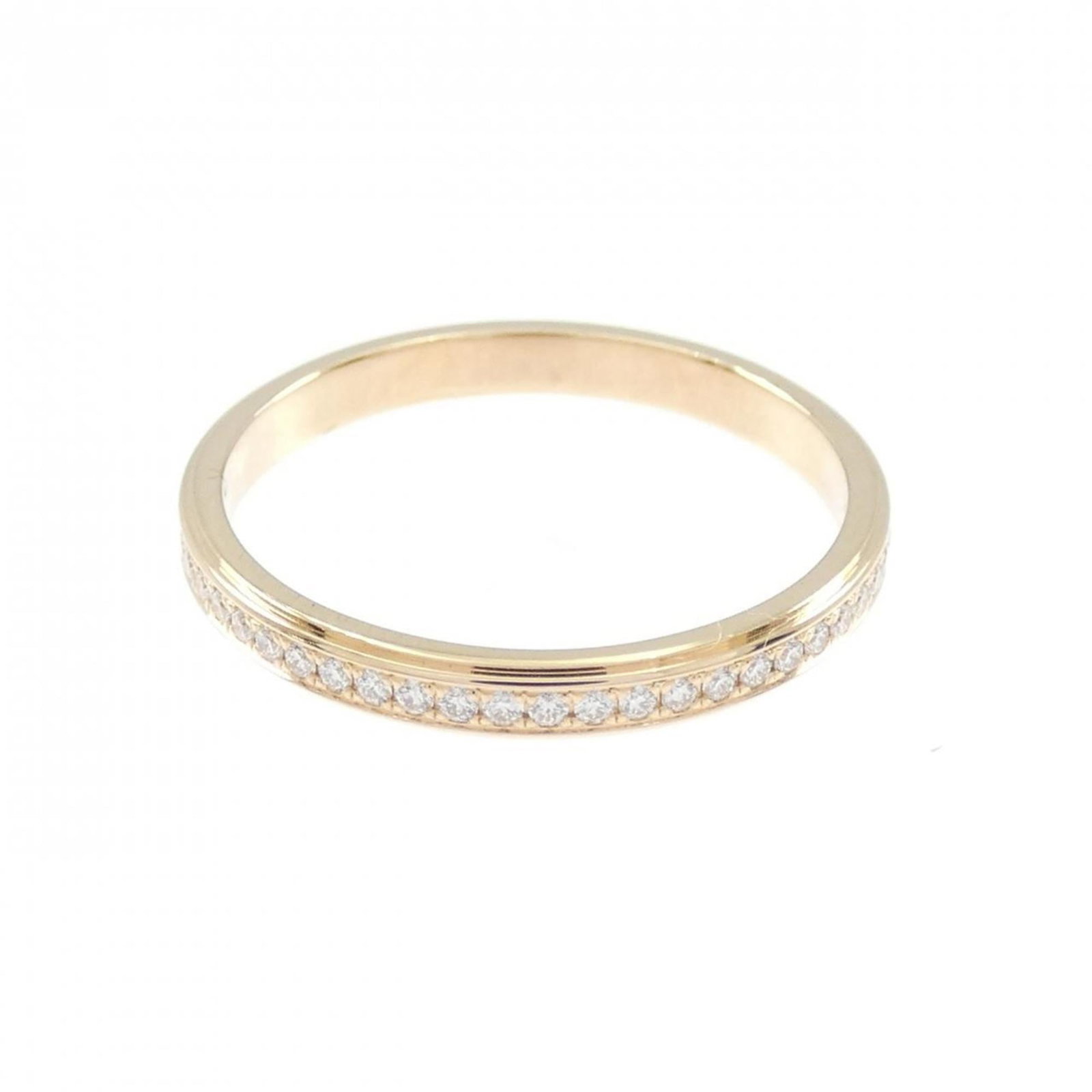 Pink Gold Ring Band Cartier: Pink Gold Ring Band Cartier Pink Gold Ring Band Cartier features a beautiful 18K pink gold band adorned with a diamond, available in US size 4.5 and Japanese size 8. The ring's slender 2mm width adds