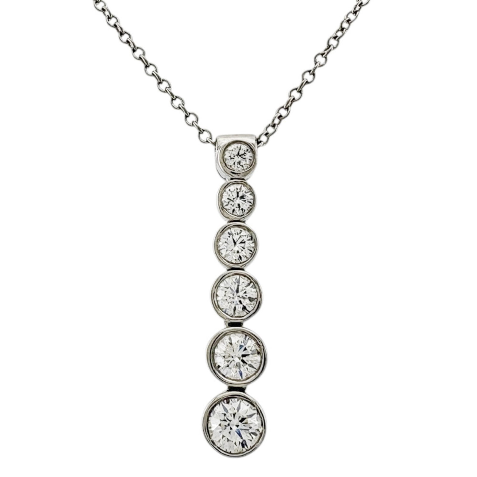 Tiffany & Co. Jazz Graduated Necklace Pt950 Platinum Diamond Necklace For Women.: Tiffany & Co. Jazz Graduated Necklace Pt950 Platinum Diamond Necklace For Women. Tiffany & Co.'s Jazz Graduated Necklace shines with its platinum 950 construction and graduated design, featuring a