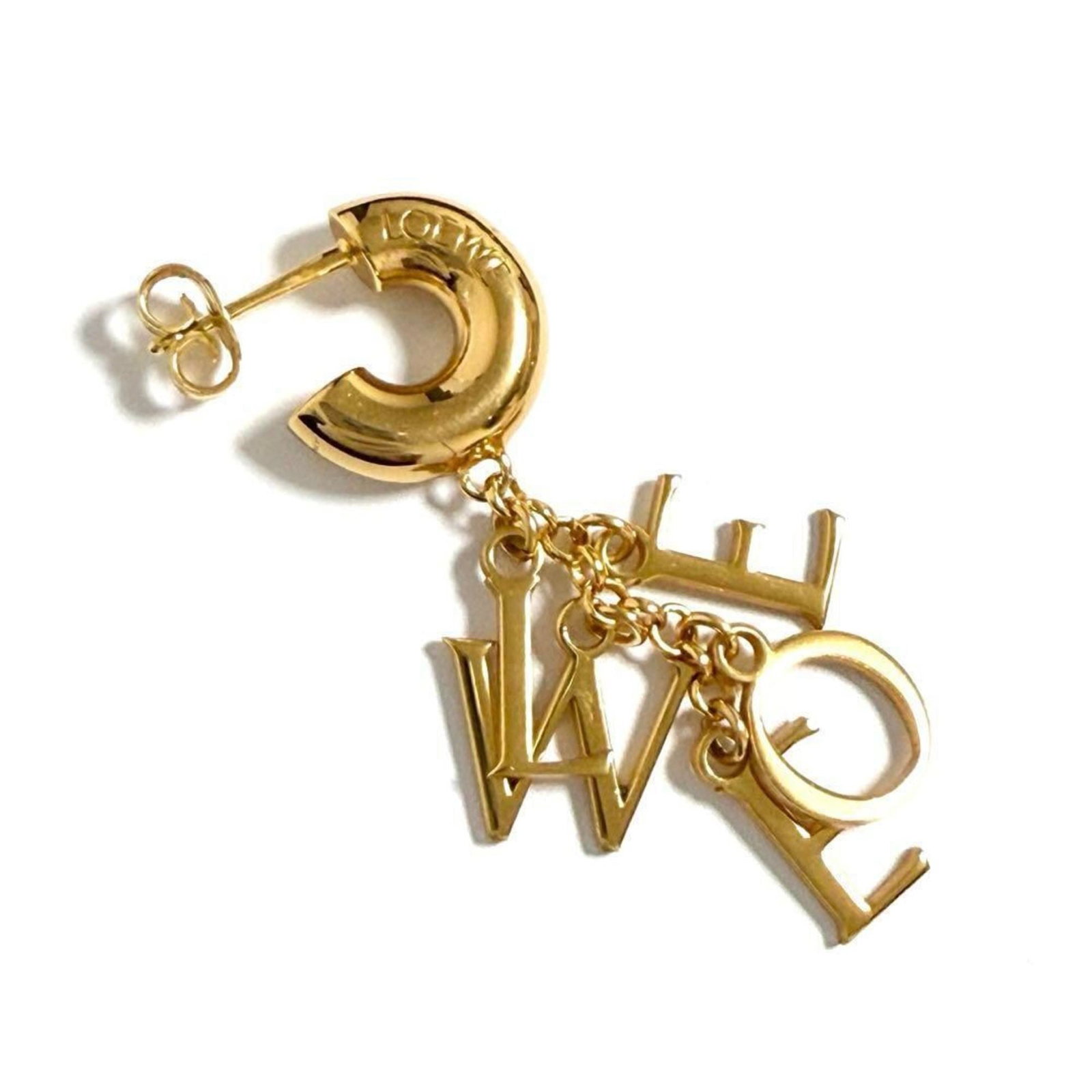 Loewe Drop Earrings Silver 925: Loewe Drop Earrings Silver 925 Silver 925 and gold drop earrings from Loewe, presented in a luxurious box and dust bag. The elegant design showcases the brand's signature style, while the