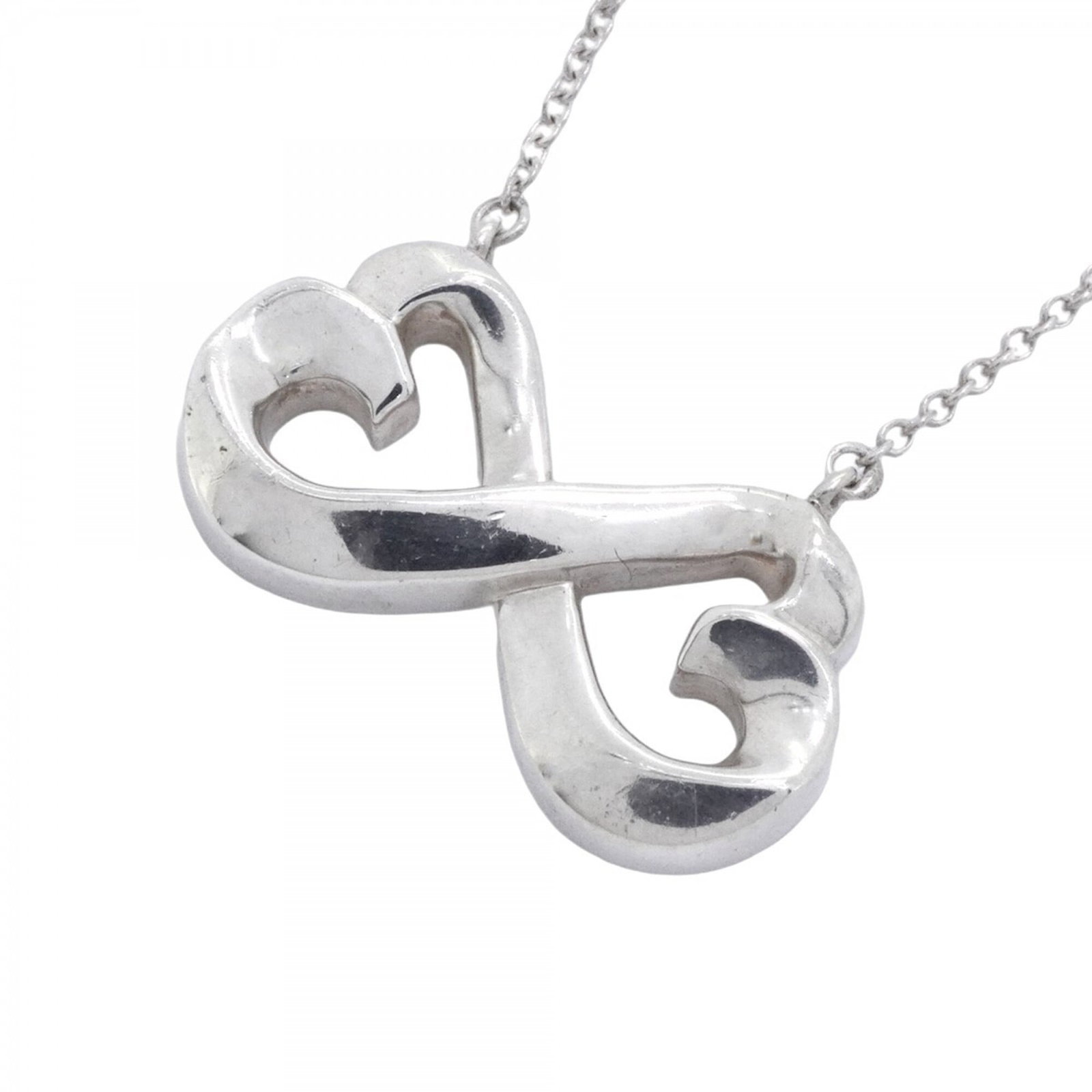 Tiffany & Co. Double Loving Heart Necklace Sterling Silver 925 Women'S: Tiffany & Co. Double Loving Heart Necklace Sterling Silver 925 Women'S Sterling silver necklace with a double loving heart pendant, measuring 13.6mm x 22mm and set in a 43cm/16.92'' chain. The