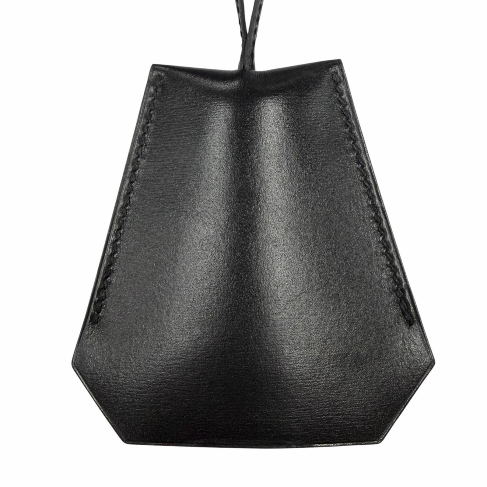 Women's Vintage Leather Necklace Black Stamp Silver Made Hermes France Era Margiela Clochette (1 of 9)