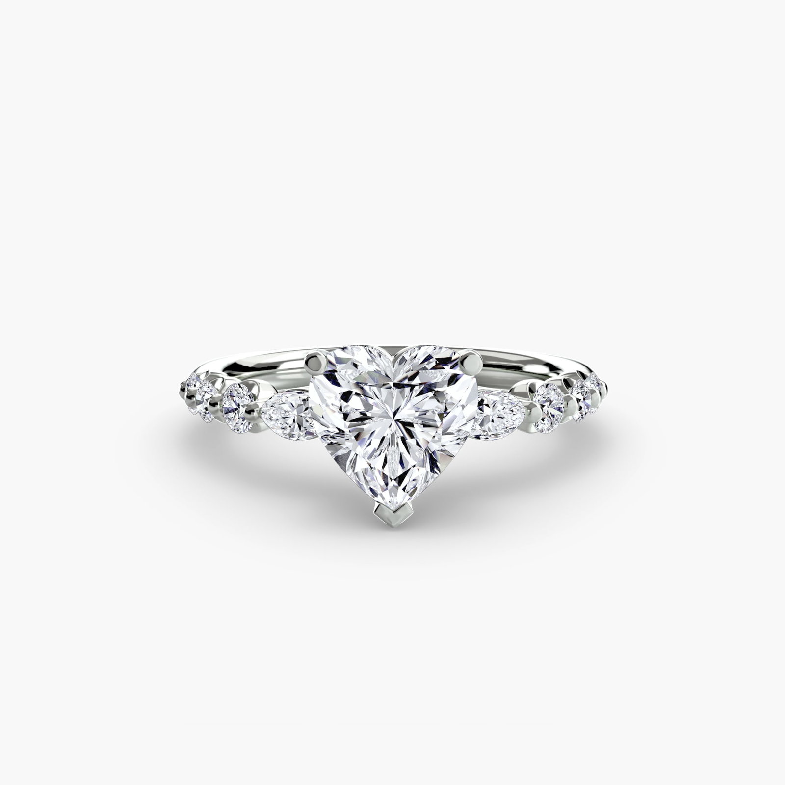 Pave Heart 950 Platinum Ring Setting - 2