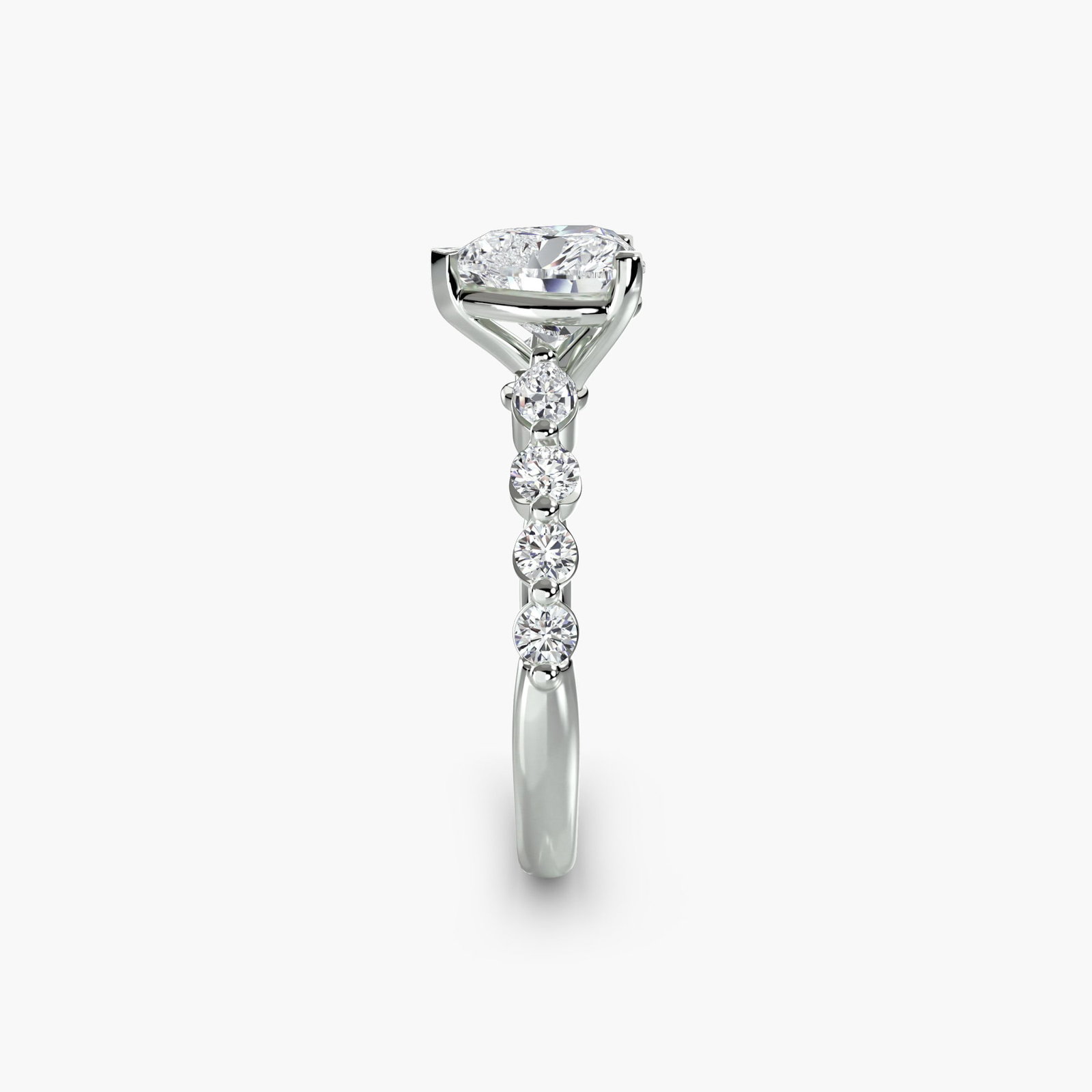 Pave Heart 950 Platinum Ring Setting - 3
