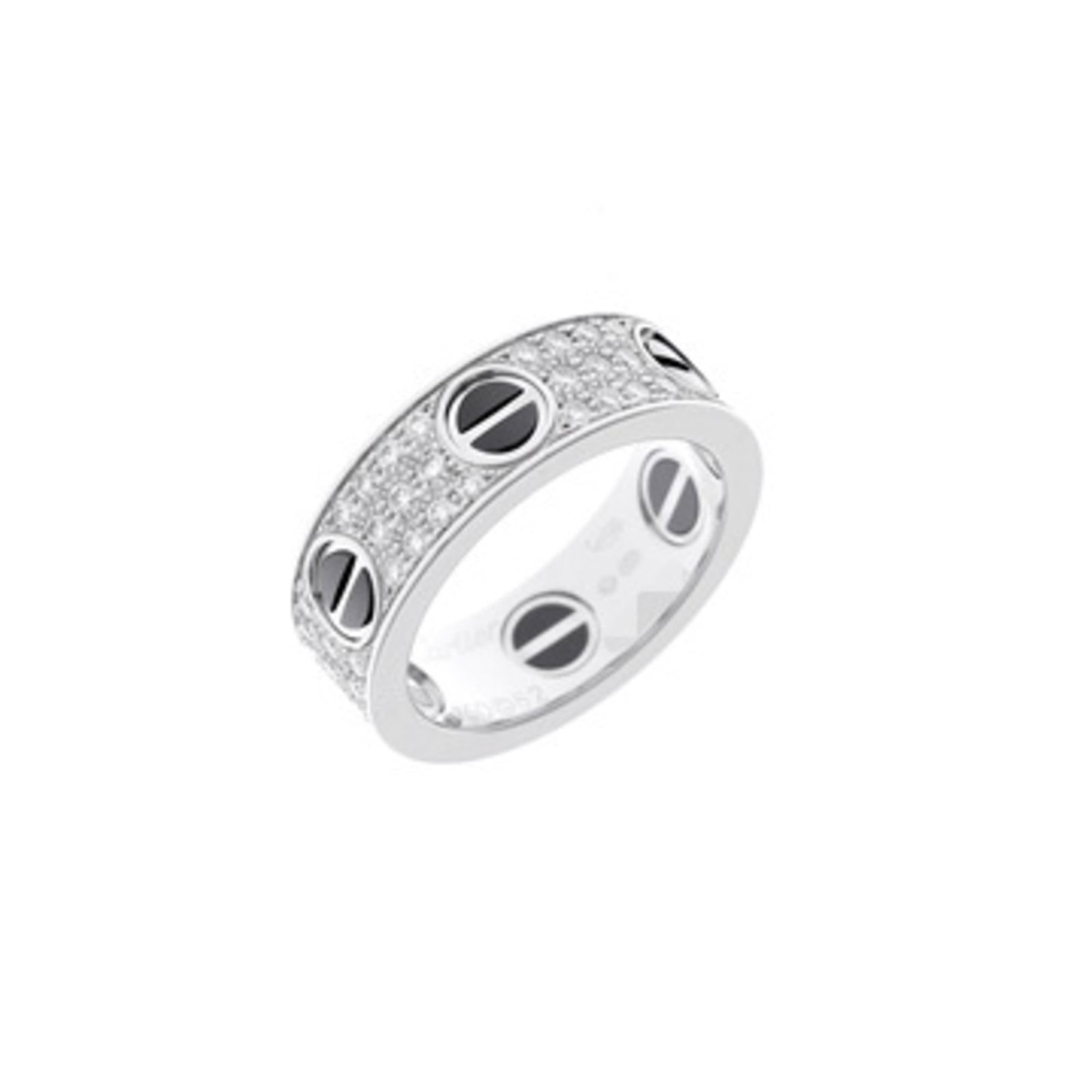 Ceramic White Gold Cartier 18K Band Ring: Ceramic White Gold Cartier 18K Band Ring Ceramic White Gold Cartier 18K Band Ring features a unique combination of ceramic and white gold (18K) materials, offering a distinctive look. This band ring