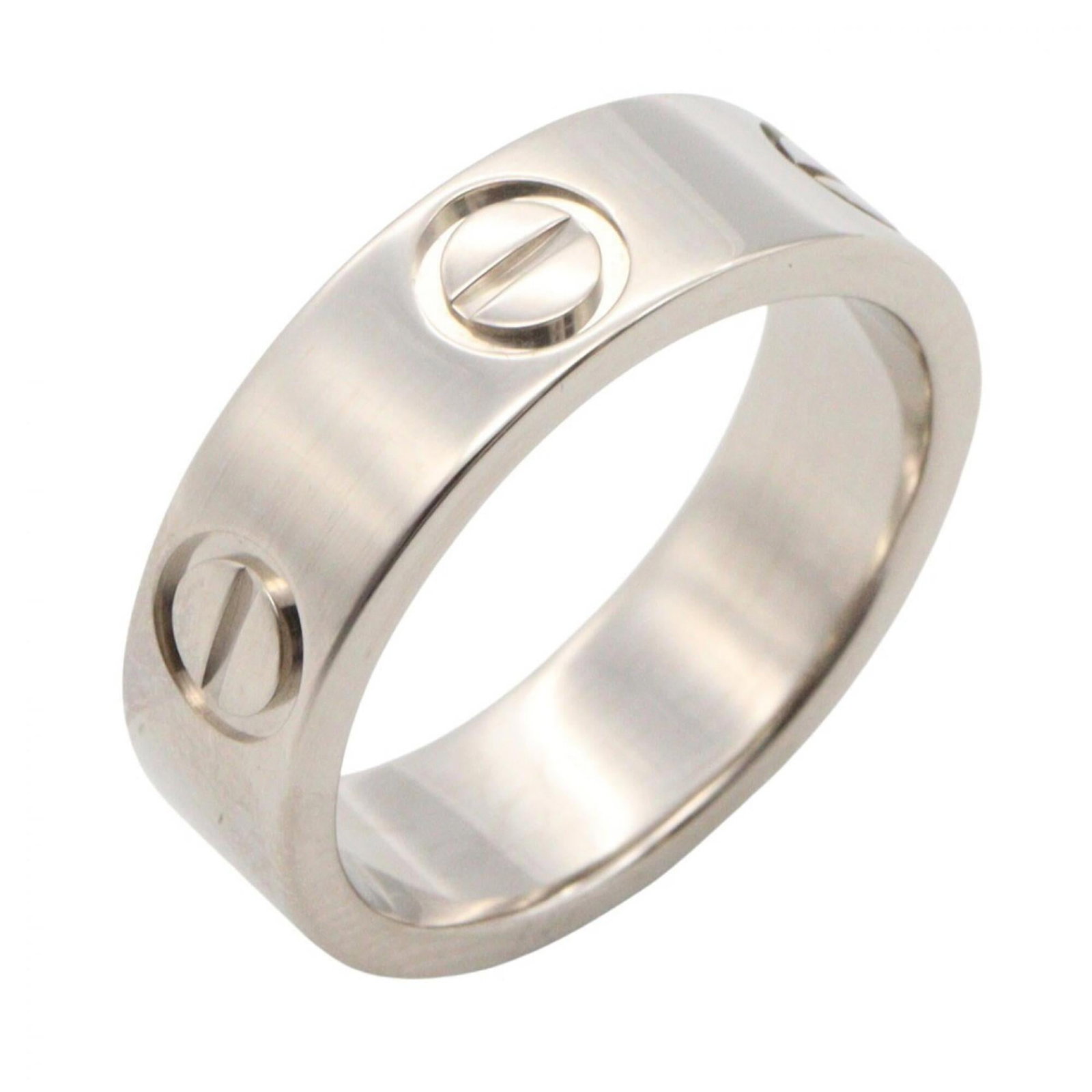 Gold White Ring Cartier Band: Gold White Ring Cartier Band White gold (18K) Cartier band ring features a sleek design, perfect for adding a touch of sophistication to any outfit. Made from durable 18K white gold, this band is