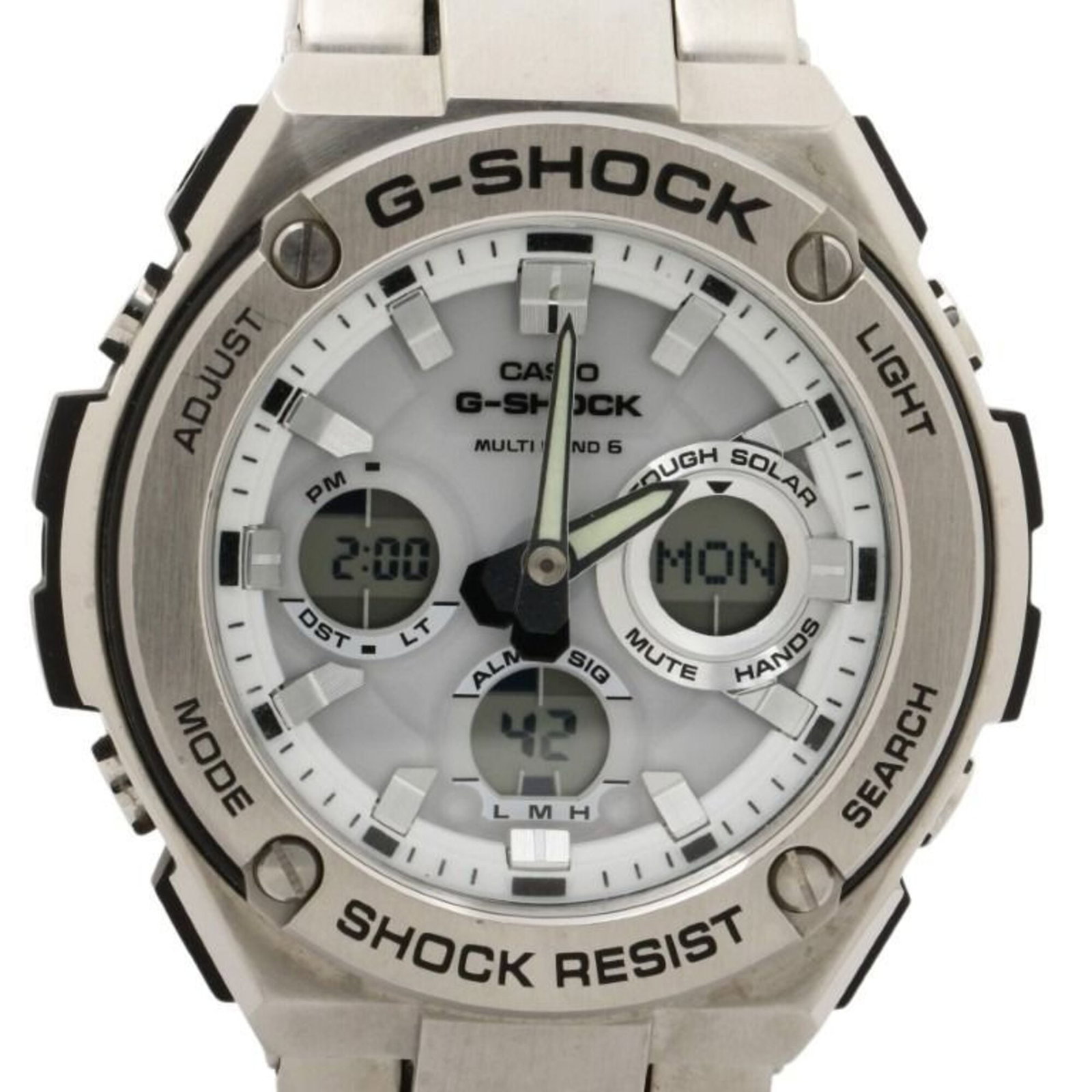 Wristwatch By Casio: Wristwatch By Casio Stainless steel case and band ensure durability, while the solar-powered movement provides long-lasting battery life. The white dial stands out against the sleek design, making