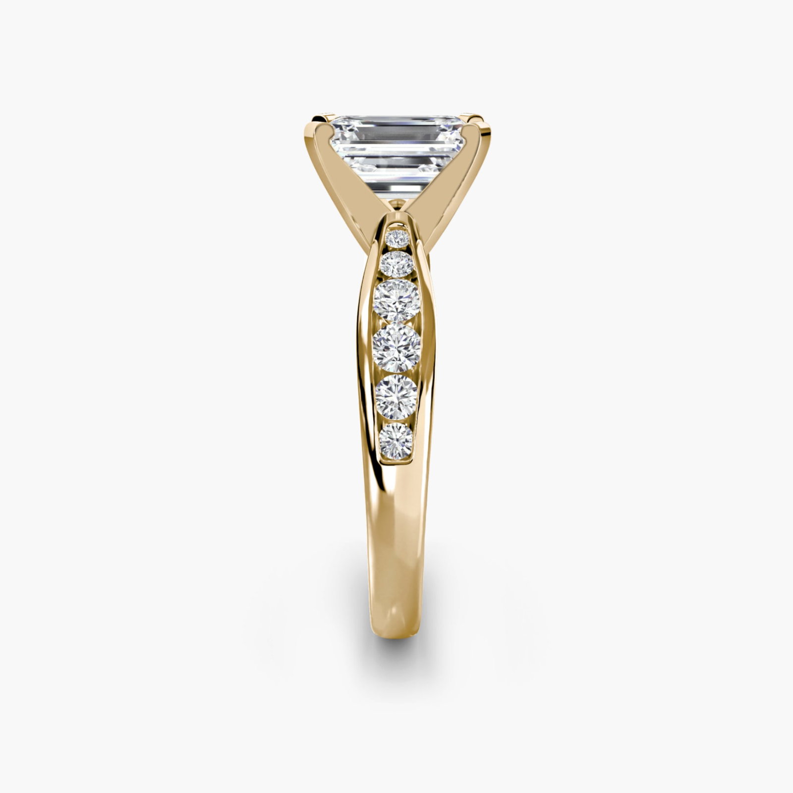 Pave Emerald 14Kt Yellow Gold Ring Setting - 3
