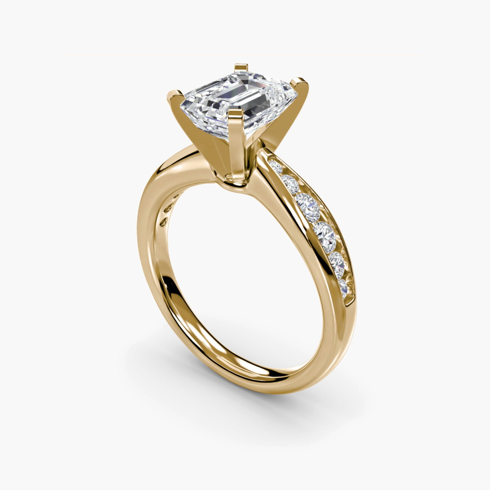 Pave Emerald 14Kt Yellow Gold Ring Setting - 5