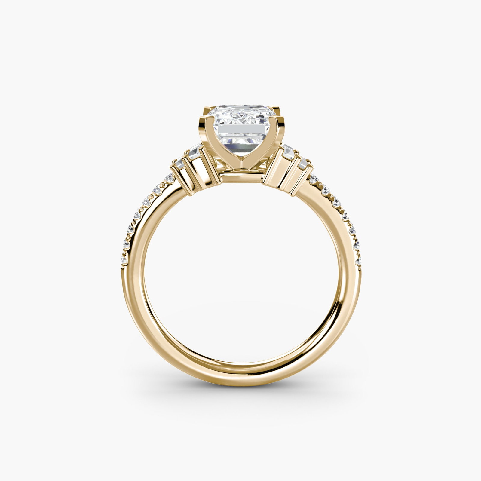 Pave Emerald 14Kt Yellow Gold Ring Setting: Pave Emerald 14Kt Yellow Gold Ring Setting Pave Emerald Ring Setting in 14Kt Yellow Gold - A stunning setting featuring 18 pave stones, totaling 0.26 carats, expertly crafted in 14k yellow gold. The r