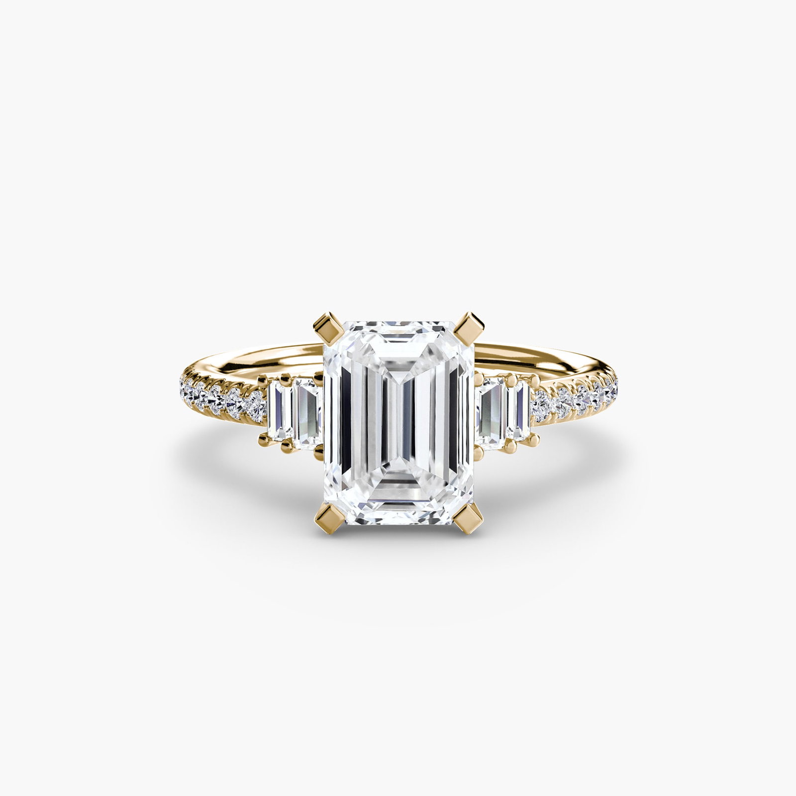 Pave Emerald 14Kt Yellow Gold Ring Setting - 2