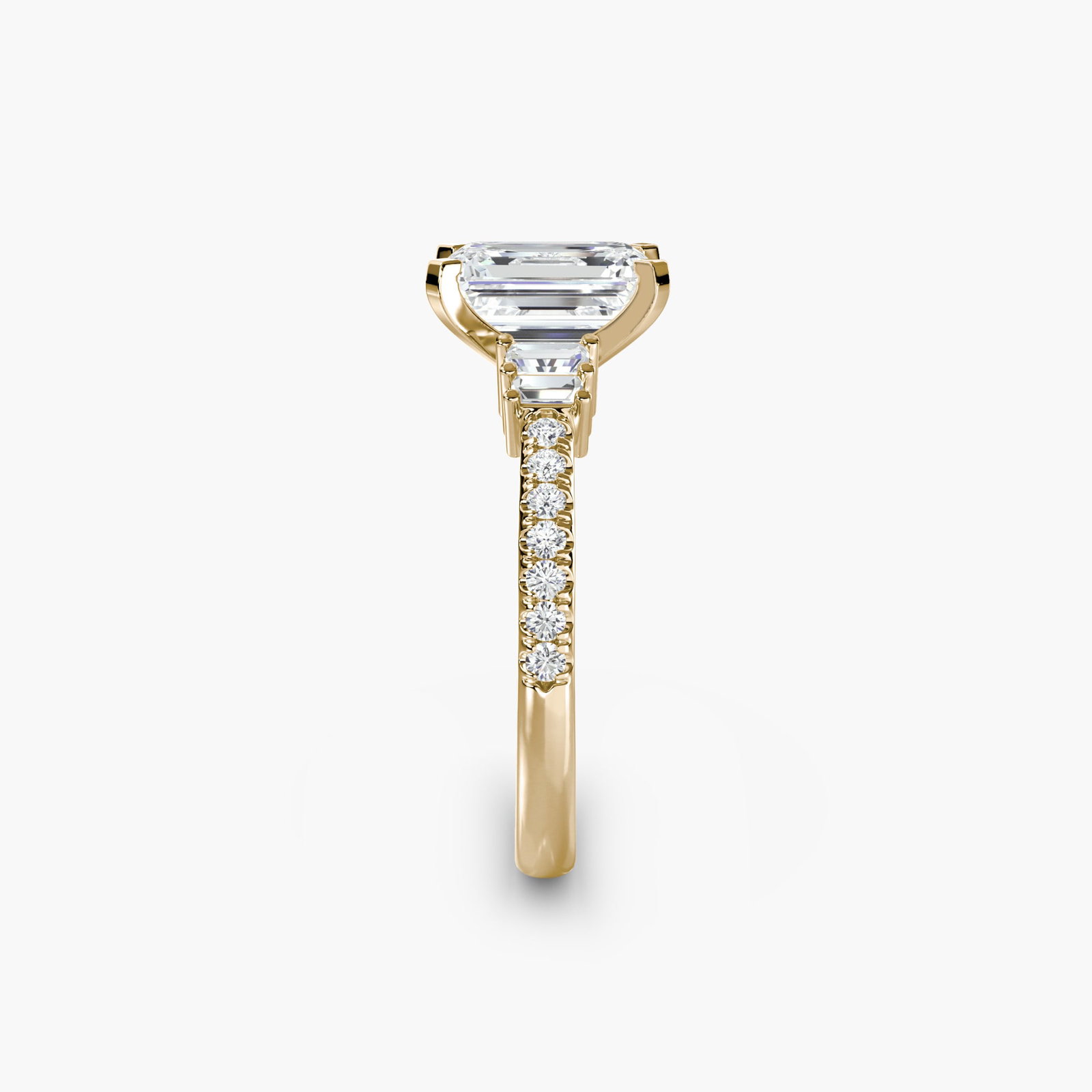Pave Emerald 14Kt Yellow Gold Ring Setting - 3
