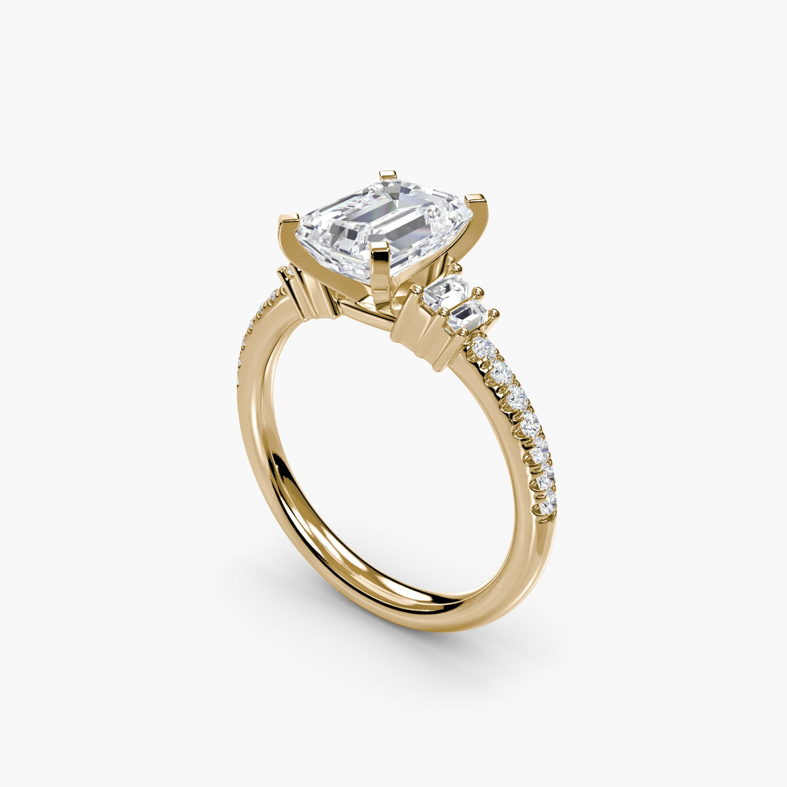 Pave Emerald 14Kt Yellow Gold Ring Setting - 5