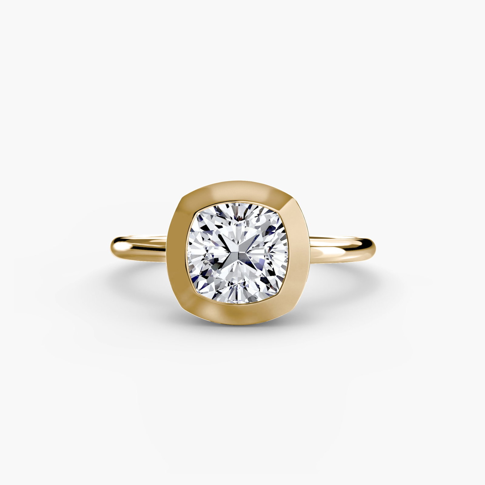 Solitaire Cushion 14Kt Yellow Gold Ring Setting - 2