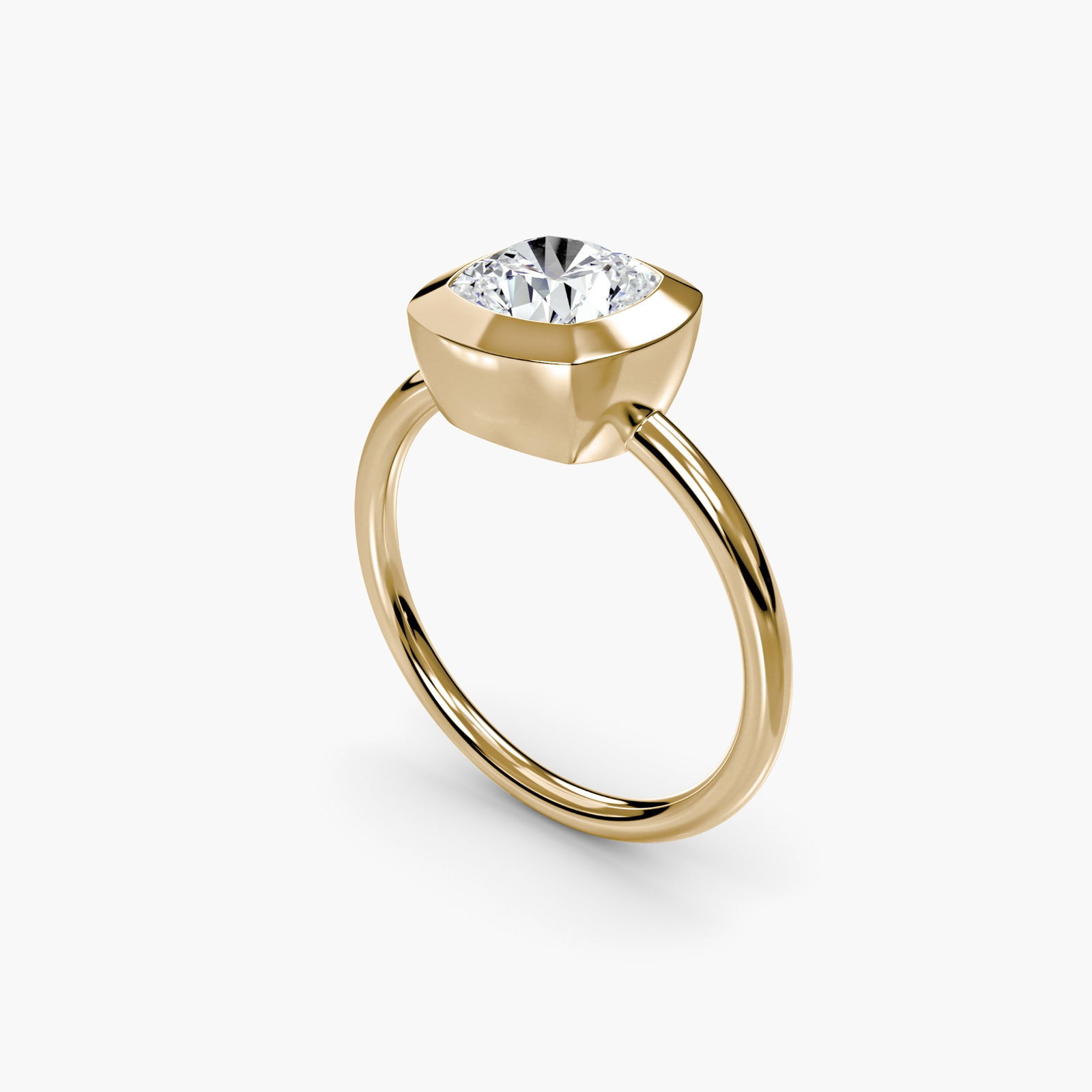 Solitaire Cushion 14Kt Yellow Gold Ring Setting - 5