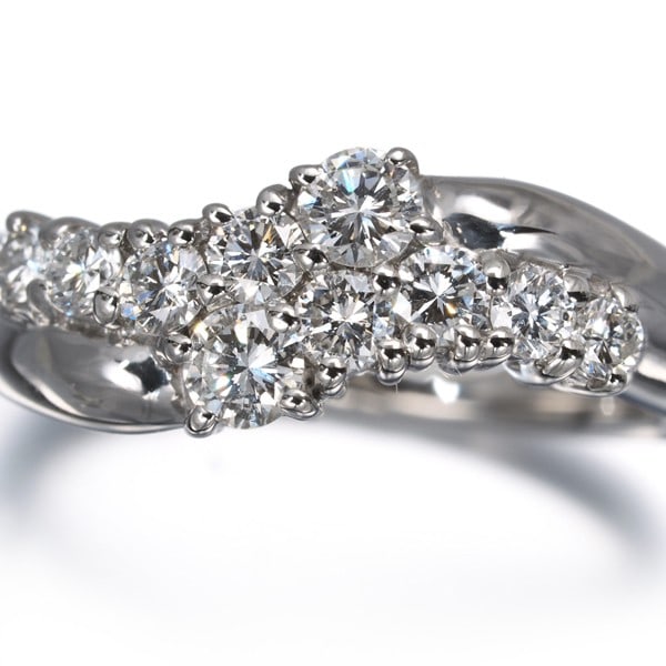 Diamond 0.58Ct Wave Ring 900 Platinum - 2