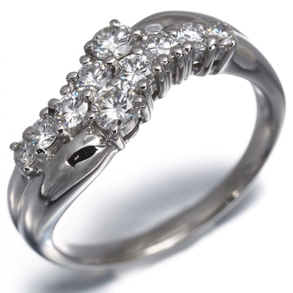 Diamond 0.58Ct Wave Ring 900 Platinum - 3