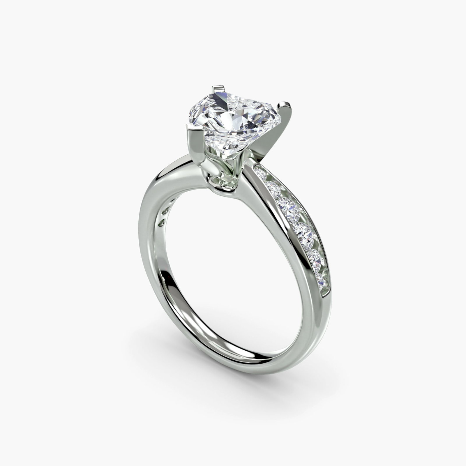 Pave Heart 950 Platinum Ring Setting - 5