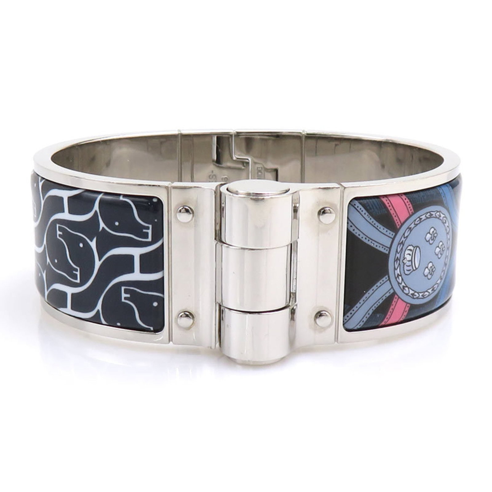 Metal Bangle Hermes: Metal Bangle Hermes Item Specifics: Brand: Hermes Country of Origin: France Type: Bangle Gender: Women Material: Enamel, Metal Color: Multi-color, Silver Length: 16.5cm / 6.49'' Product Disclaimer: